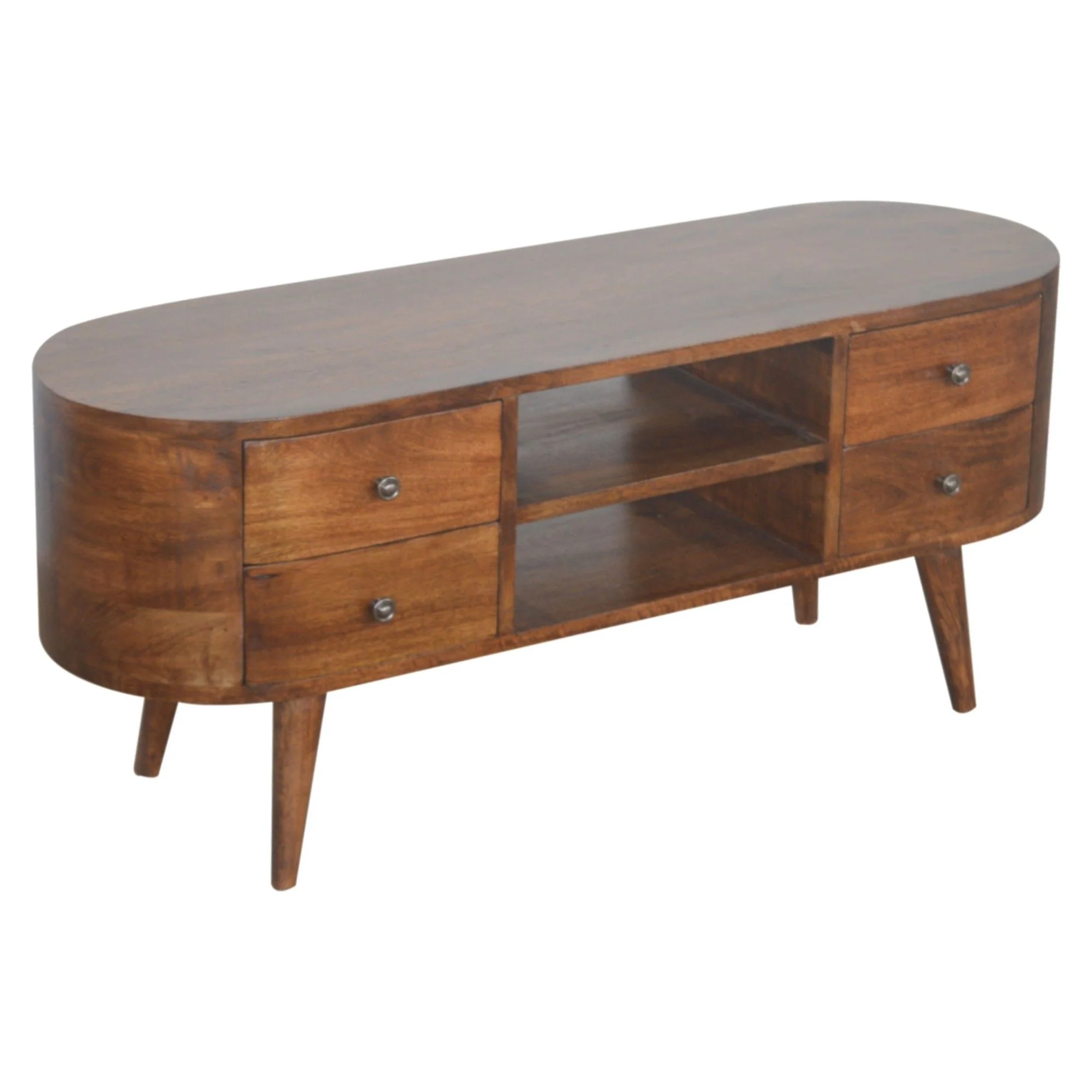 Solid Wood Rounded Entertainment Unit - Image 2