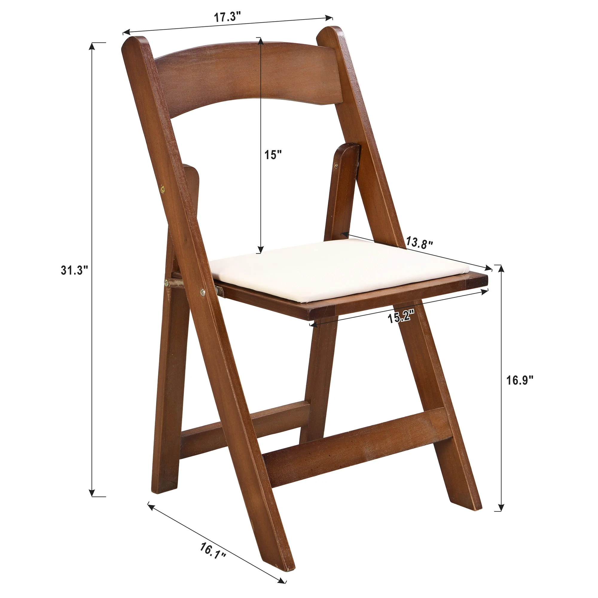 Solid Wood Upholstered Folding Chair Set, Dining Room (Set of 4) - Image 3