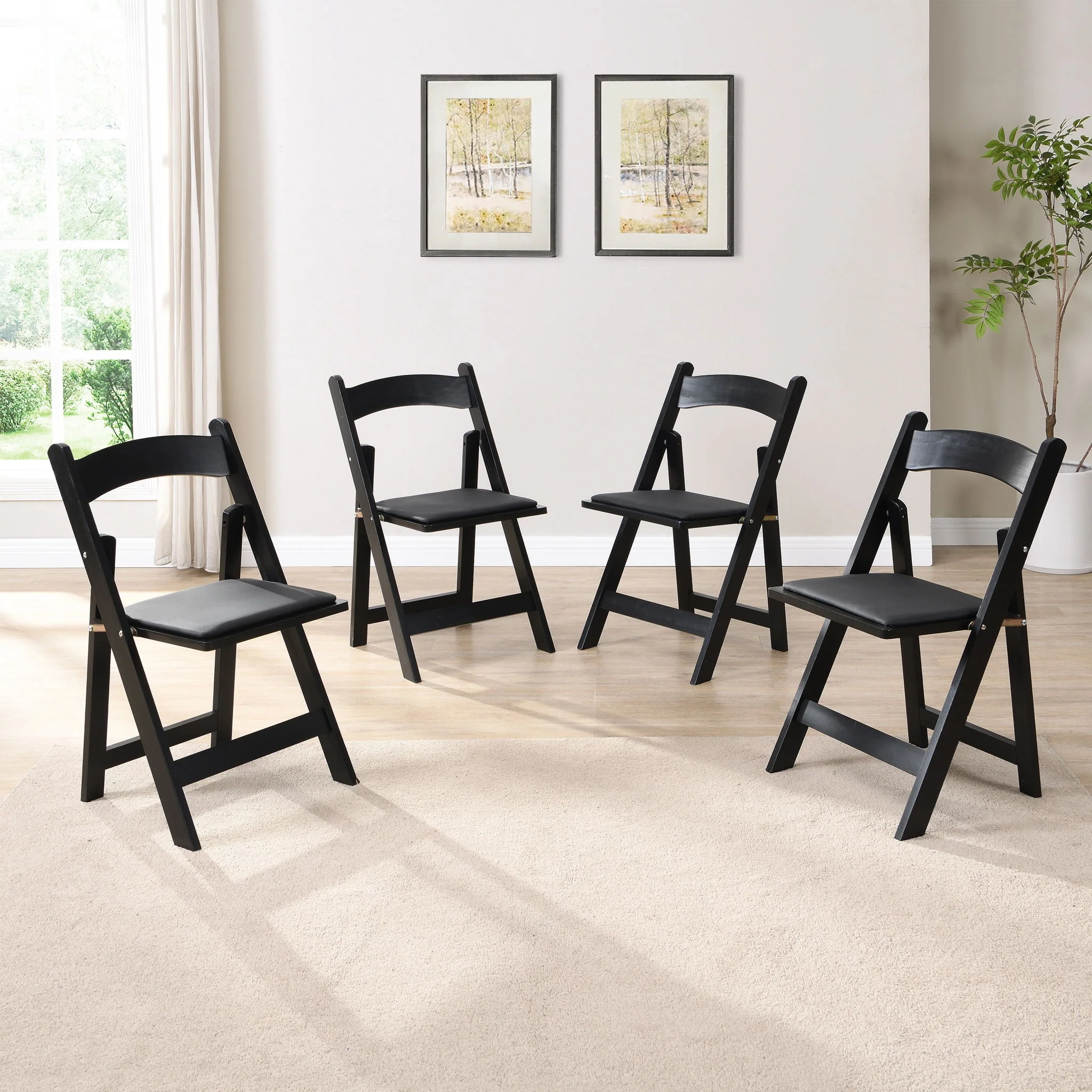 Solid Wood Upholstered Folding Chair Set, Dining Room (Set of 4) - Image 8