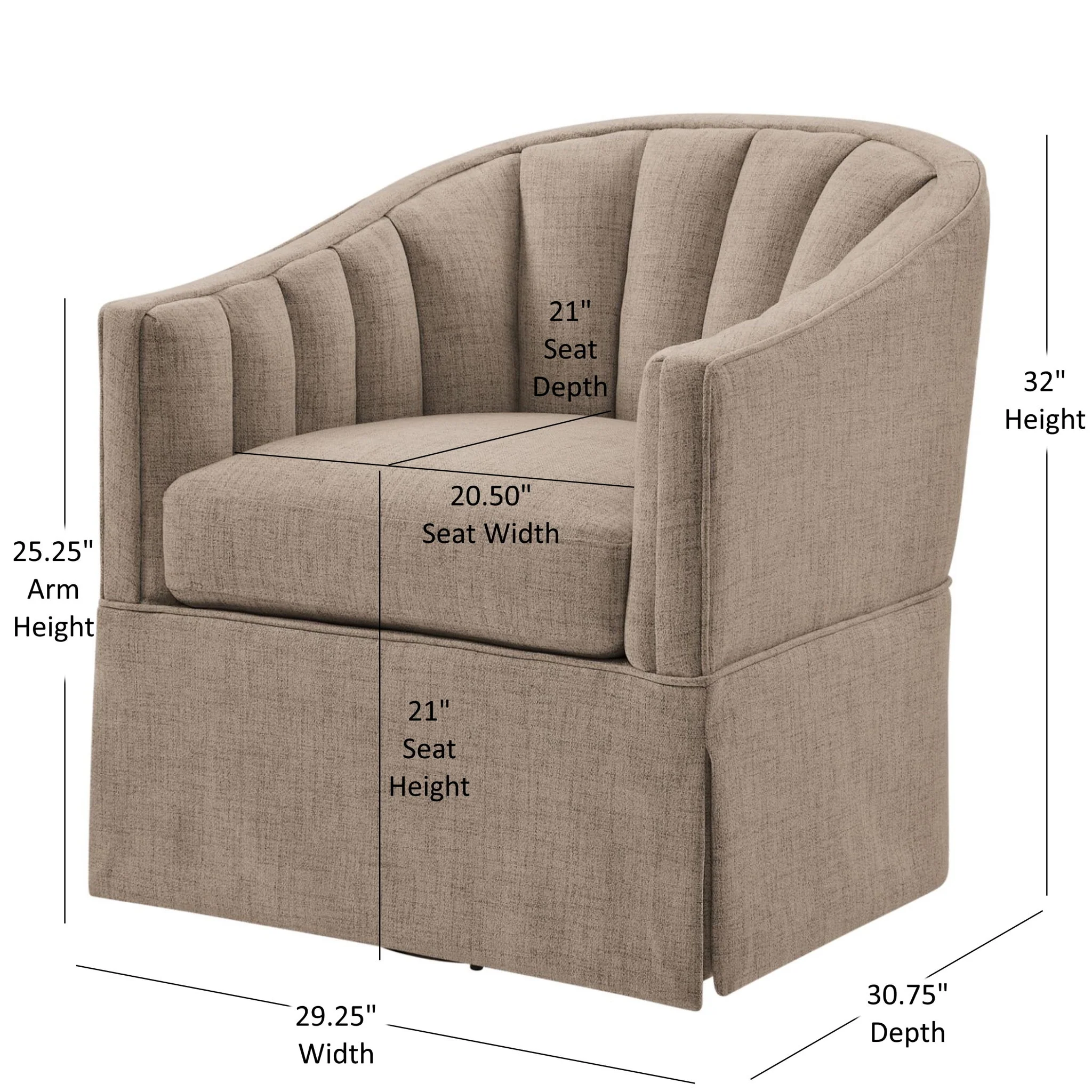 Solitude - Skirted Swivel Accent Chair With Hemp Like - Image 15