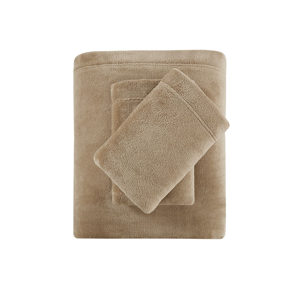 Soloft Plush - 4 Piece Full Micro Plush Sheet Set - Taupe - Image 2