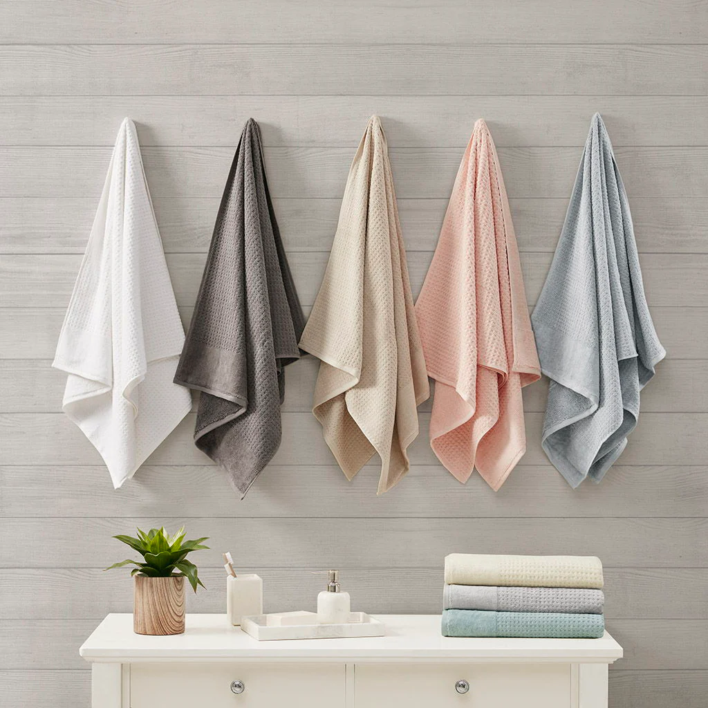 Spa - 6 Piece Jacquard Antimicrobial Towels Set - Seafoam - Image 3