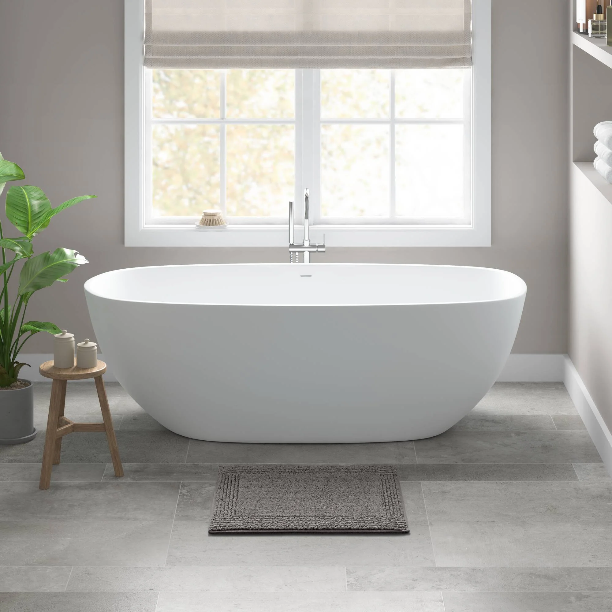 Splendor - 20" x 30" Tufted Reversible Bath Rug - Charcoal