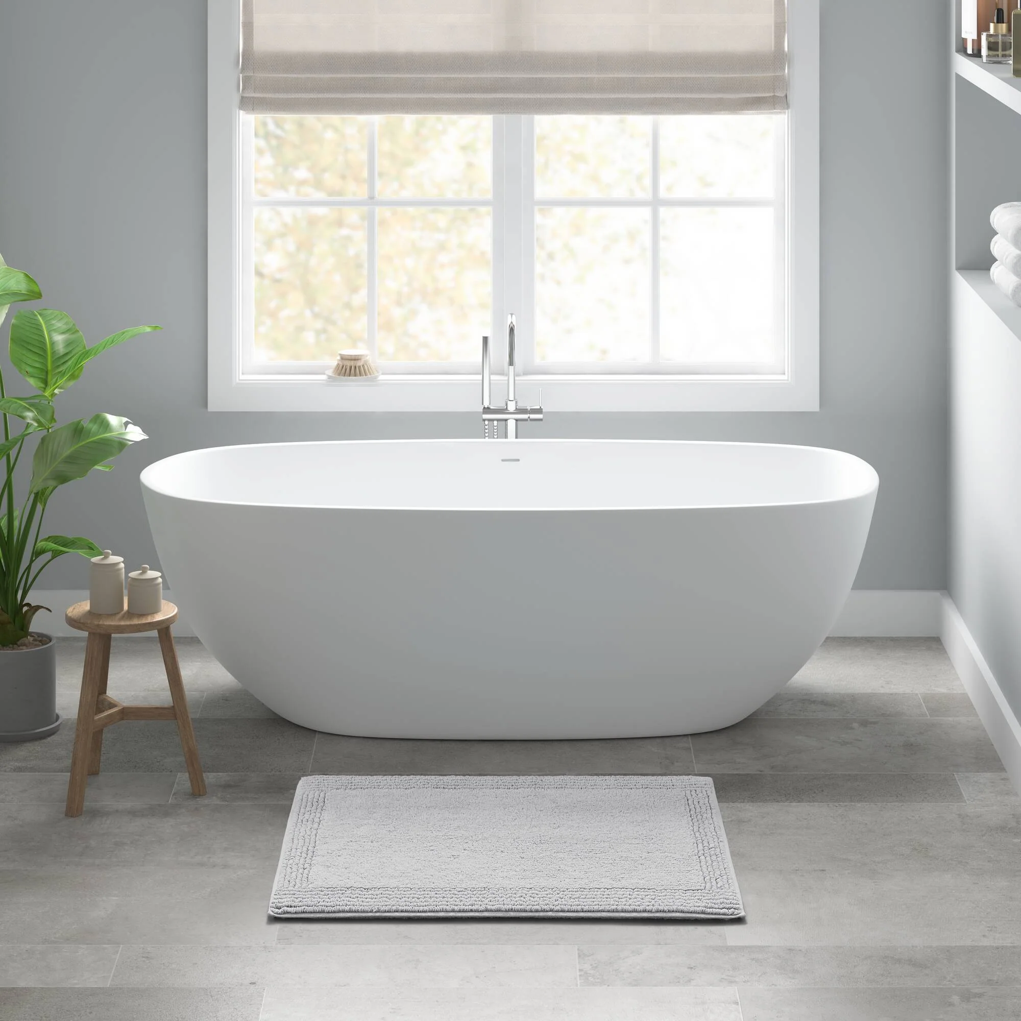 Splendor - 21" x 34" Tufted Reversible Bath Rug - Gray