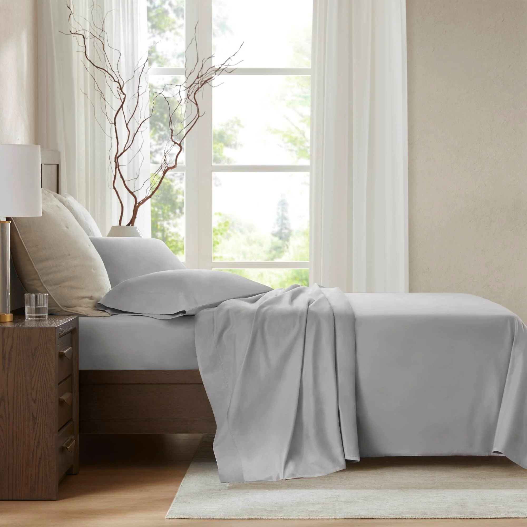 Split King Sateen Sheet Set - Gray - Image 4