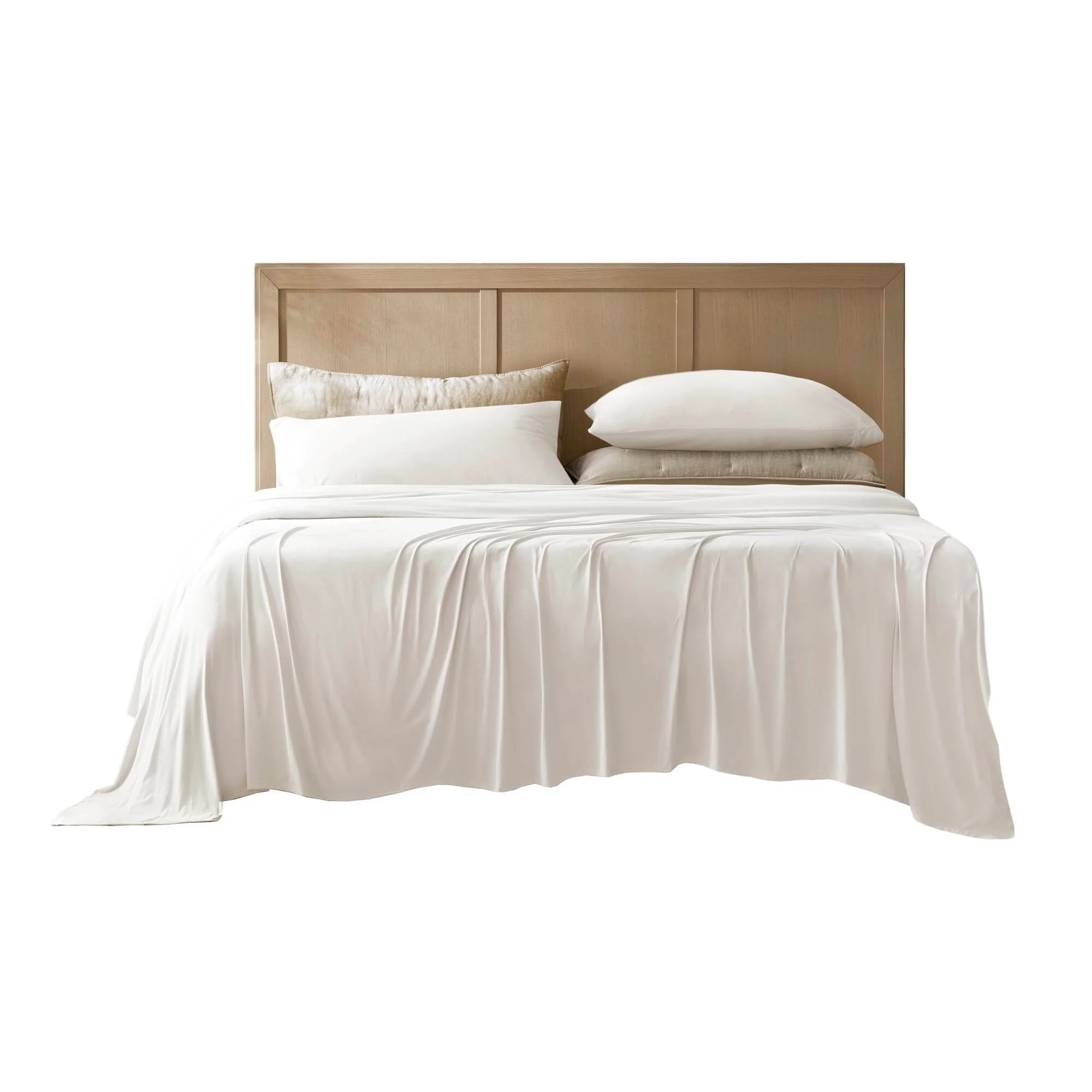 Split King Stretch Jersey Sheet Set - White - Image 3