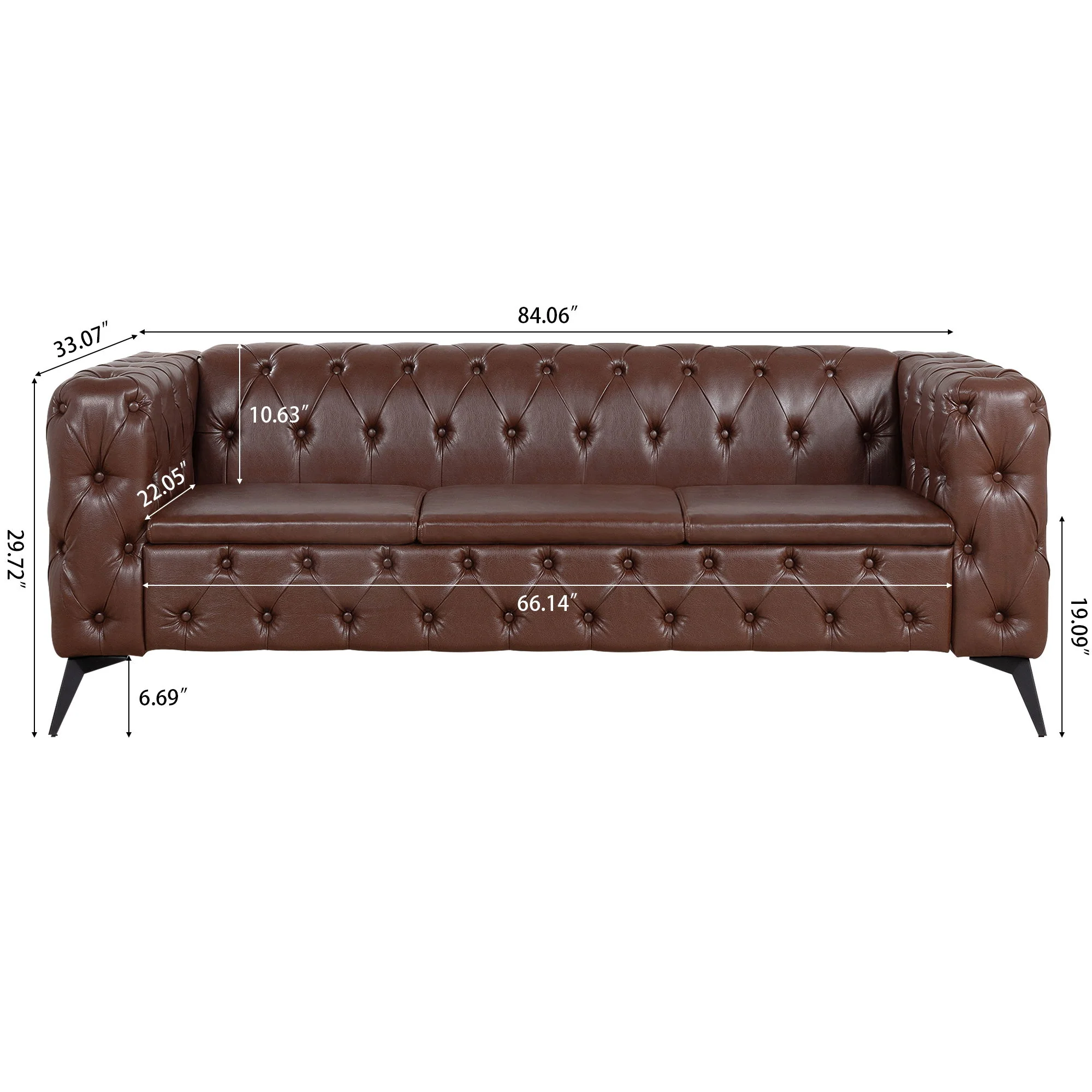 Square Arm Removable Cushion 3 Seater Sofa - Image 8