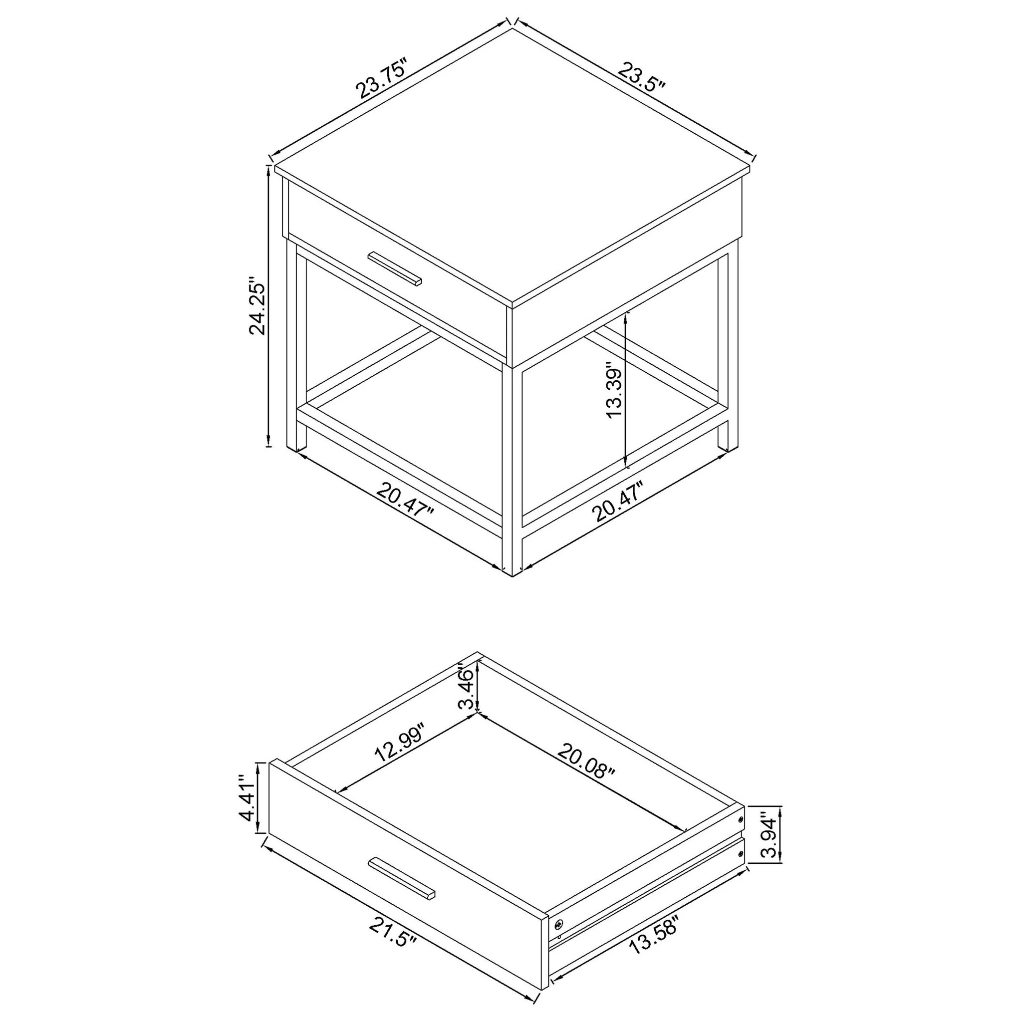 Square End Table With 1 Drawer - Brown - Image 3