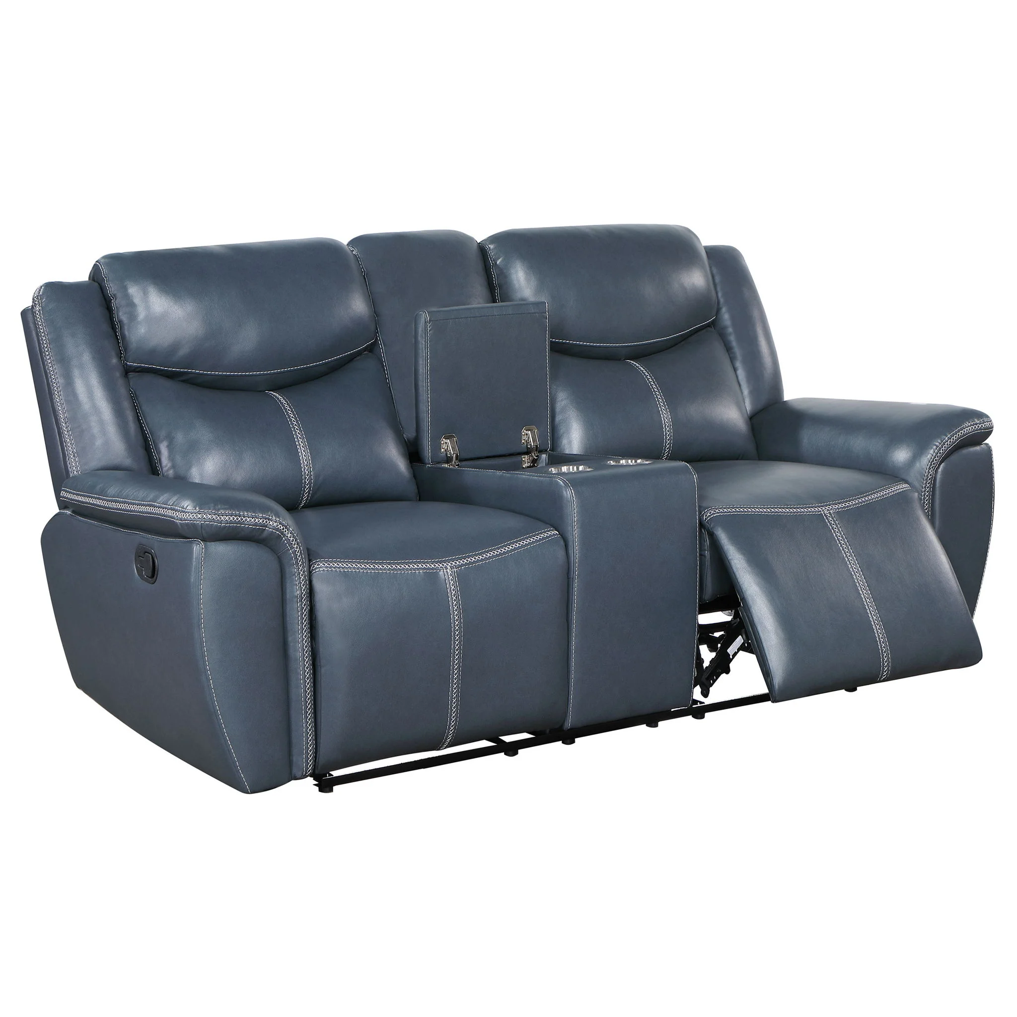 Stanwicke - Motion Reclining Loveseat With Console - Blue - Image 3