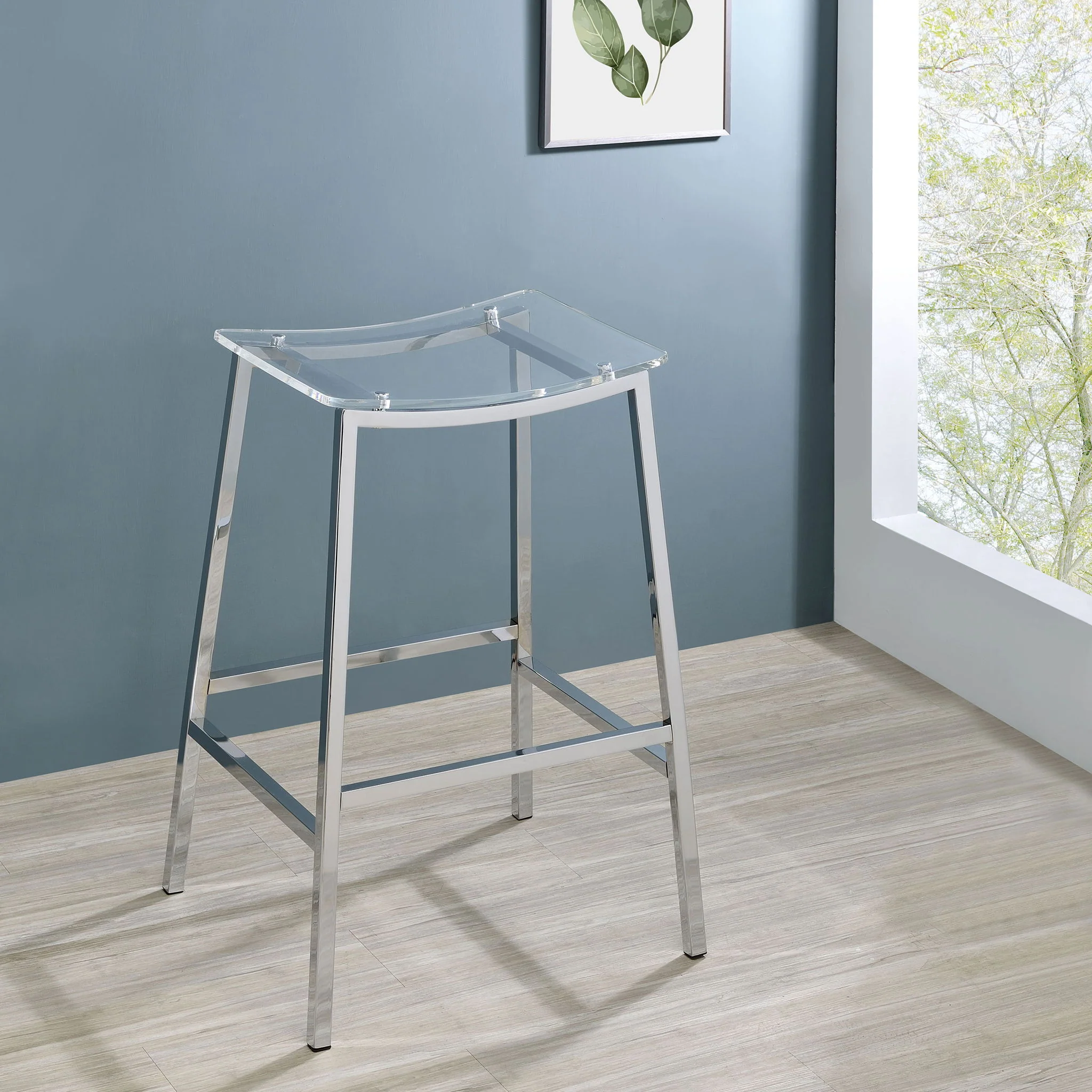 Staten - Backless Bar Stool (Set of 2) - Chrome - Image 3