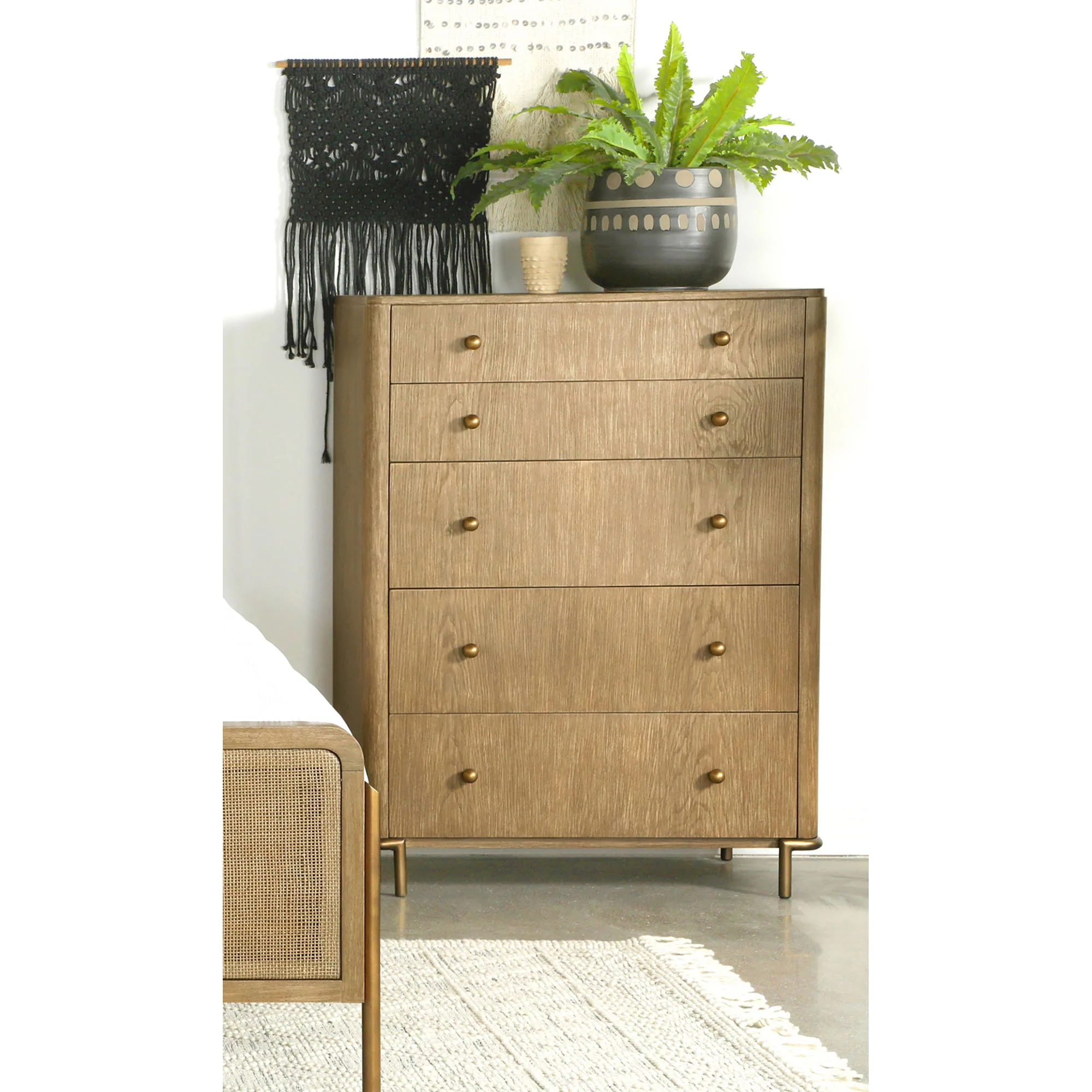 Stevie - Rectangular 5 Drawer Chest - Sand - Image 3