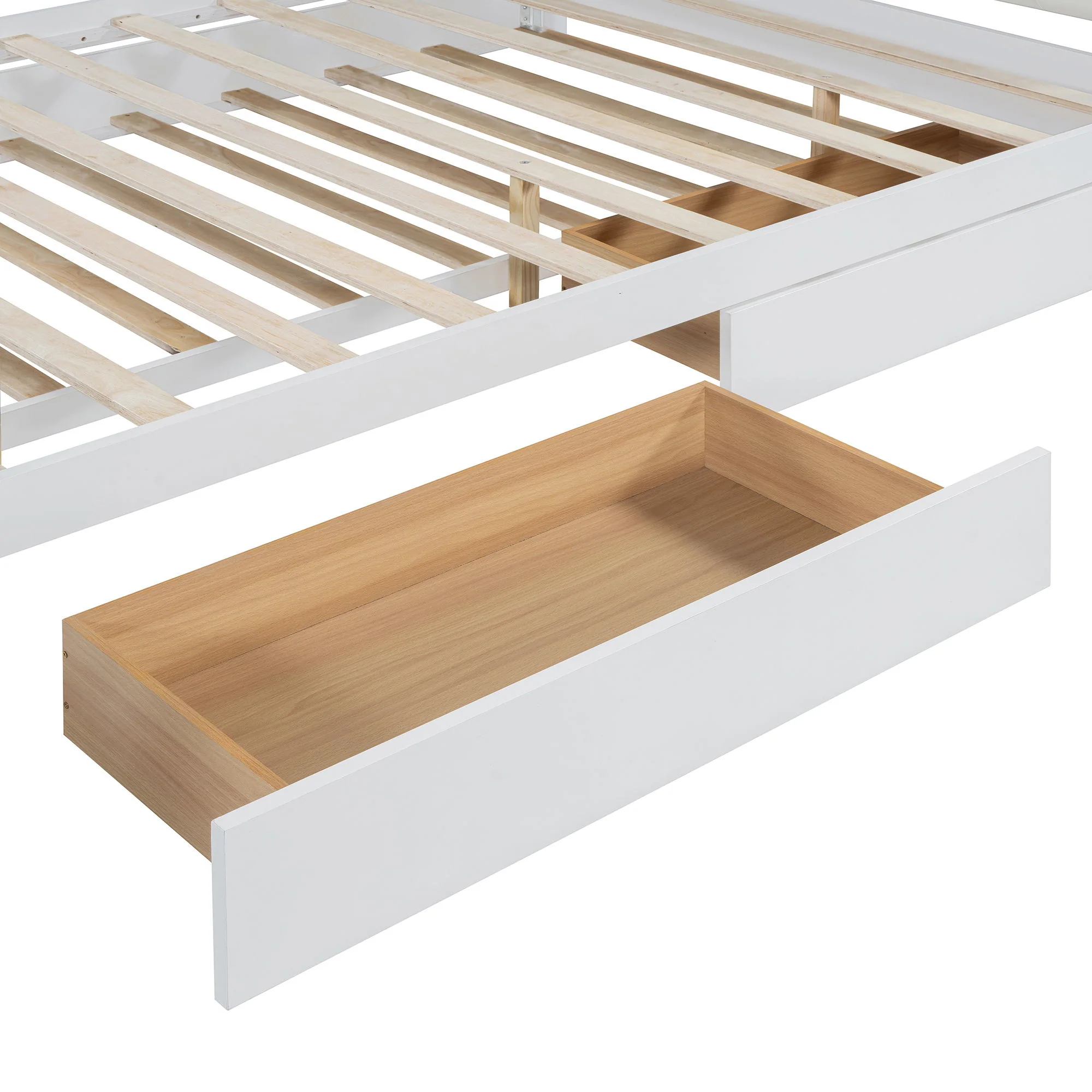 Storage Platform Bed, With 2 Big Drawers, Trundle - Image 4