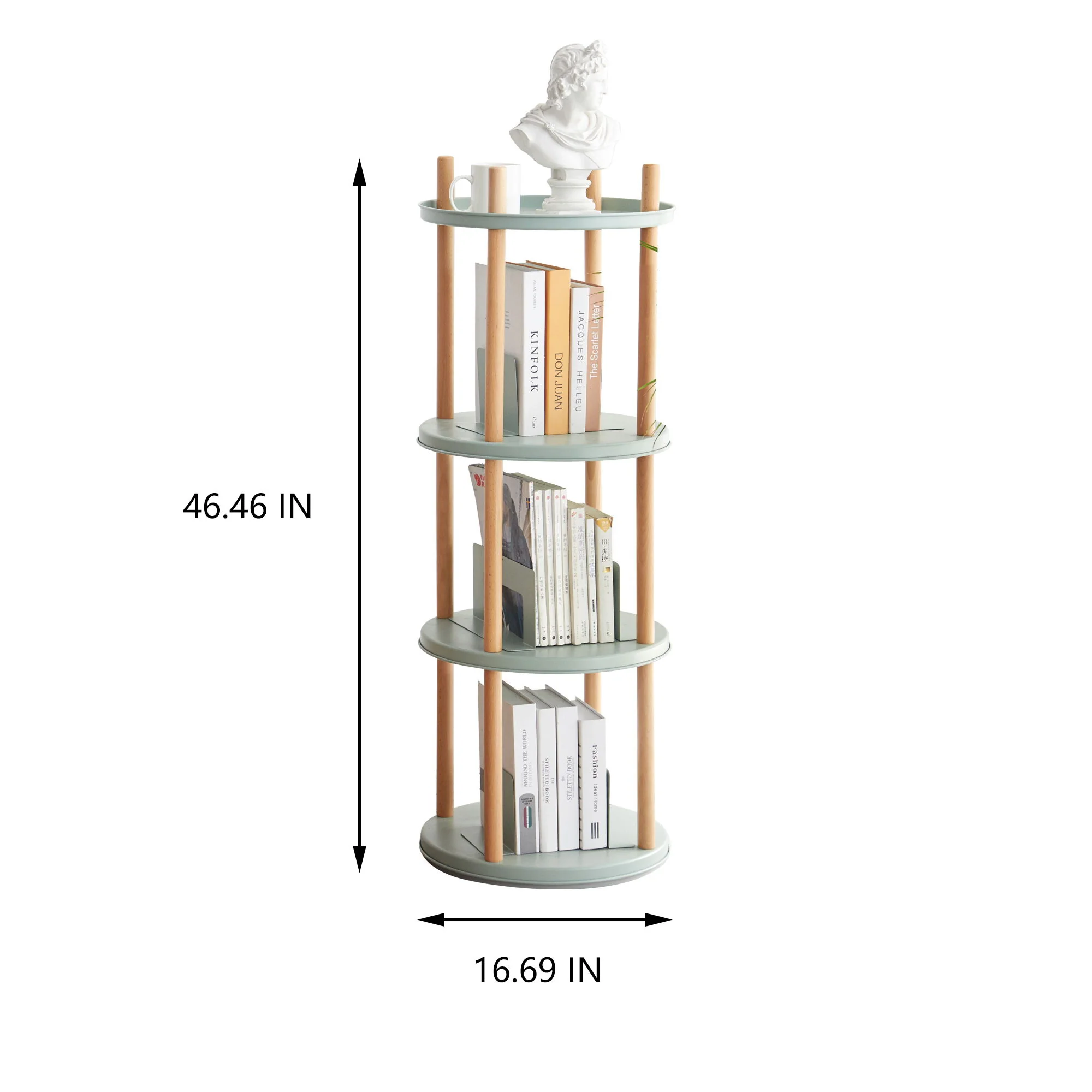 Storage Shelf, 360° Rotating Bookshelf, Bookcase With Large-Capacity Storage Space, Multifunctional Storage Rack, Compact Design For Living Room - Image 5