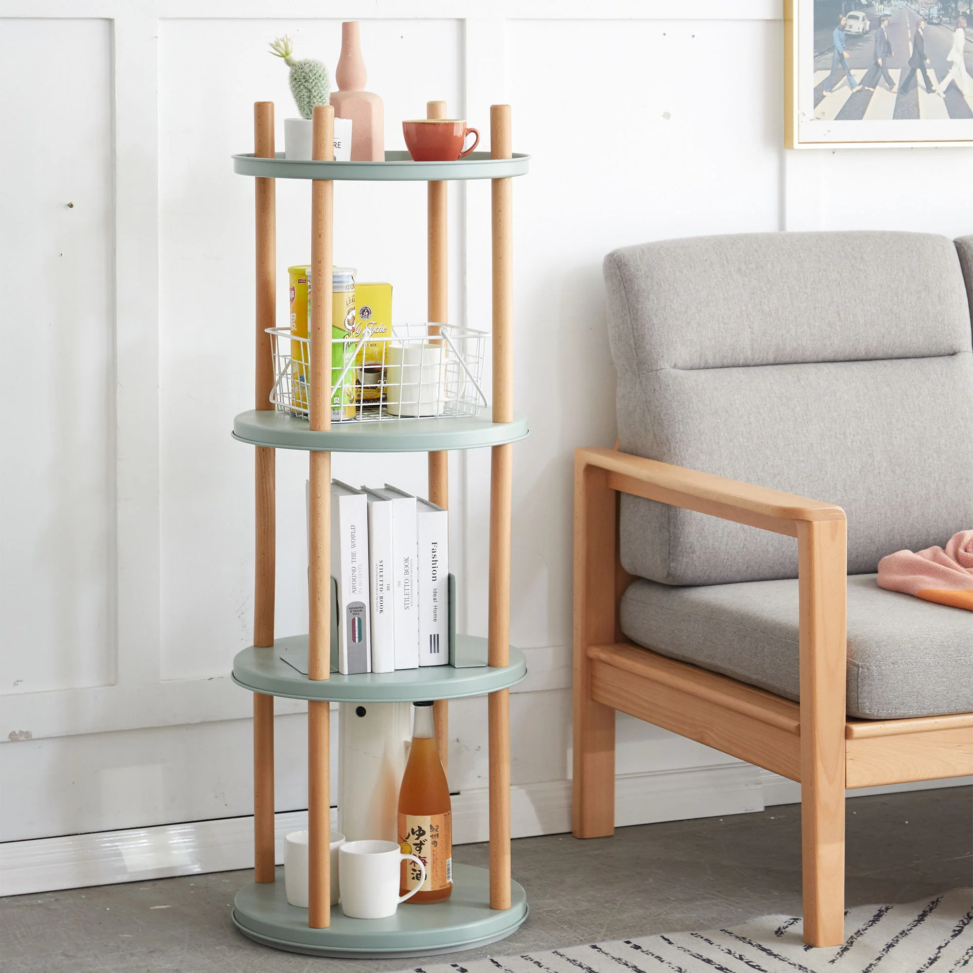 Storage Shelf, 360° Rotating Bookshelf, Bookcase With Large-Capacity Storage Space, Multifunctional Storage Rack, Compact Design For Living Room - Image 8