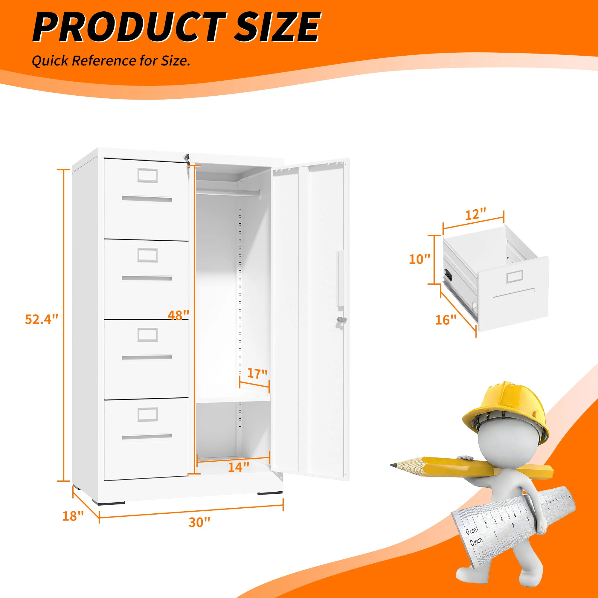 Storage Vertical Filing Cabinet With Lock - Image 5
