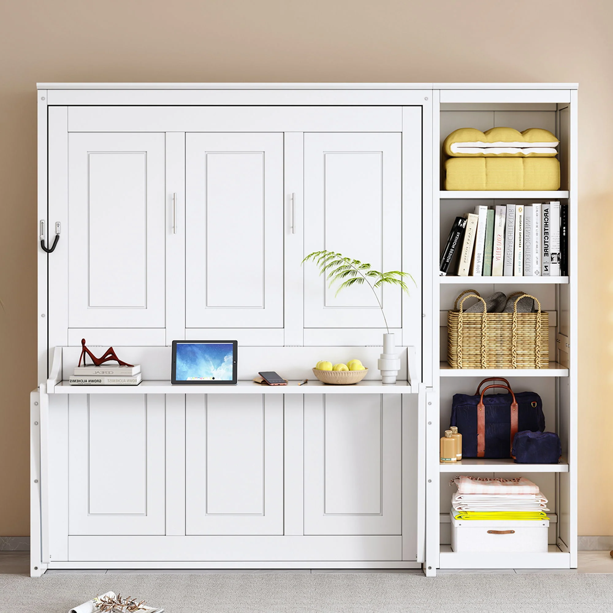 Sturdy Murphy Bed With Desk And Bookshelf - Image 15