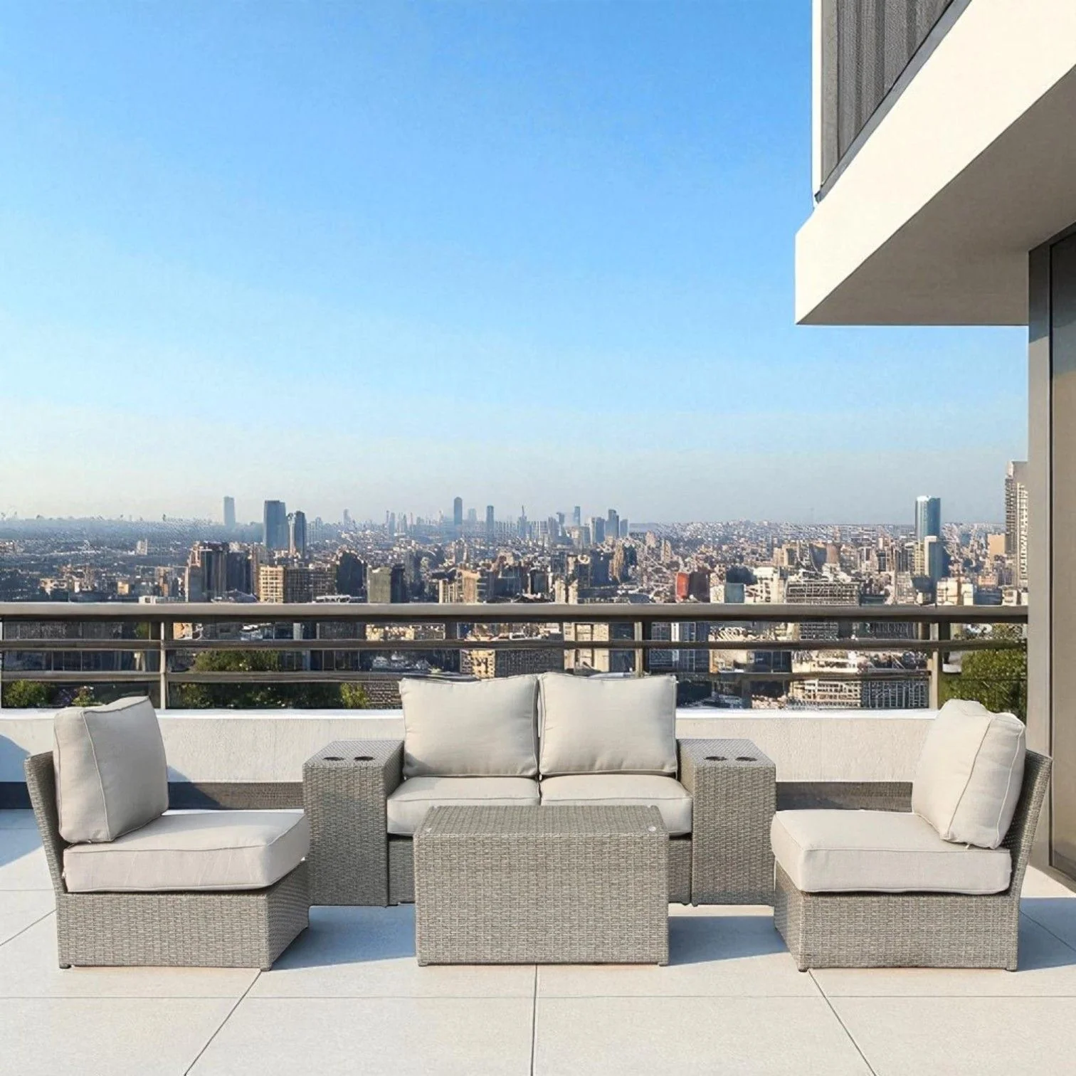 Stylish Modular Wicker Patio Seating Group - Image 13