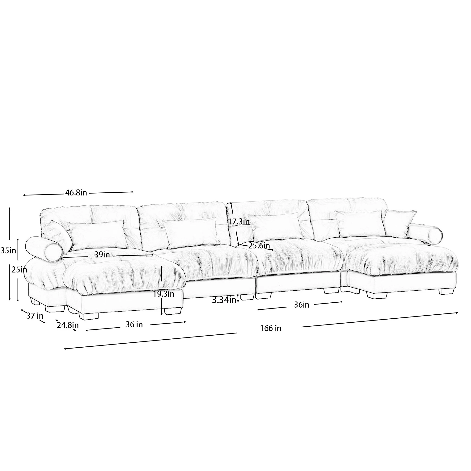Super Comfort Oversized Modular Sectional Sofa With Movable Ottoman - Image 81