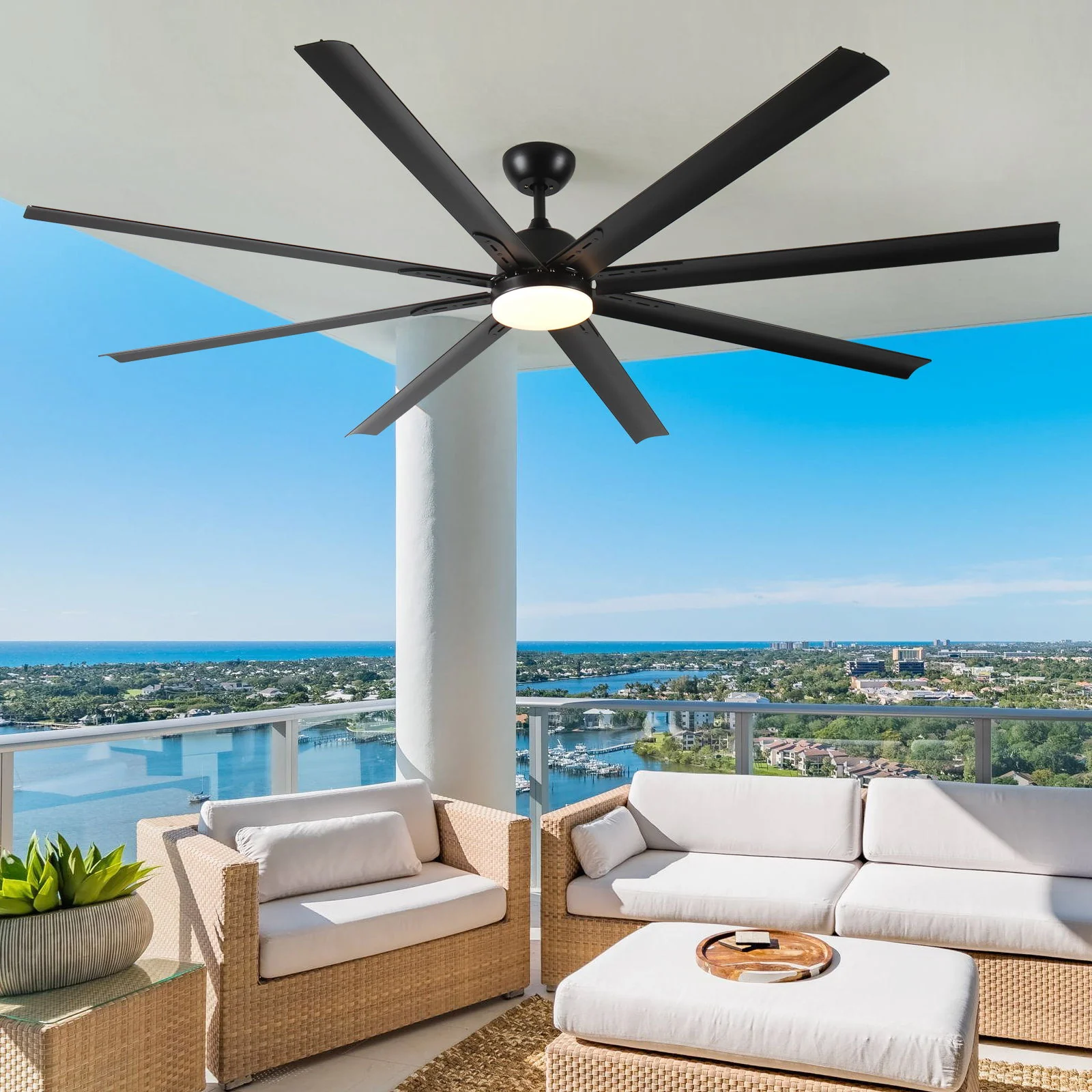 Super Large Black Ceiling Fan With Remote Control - Black - Image 2