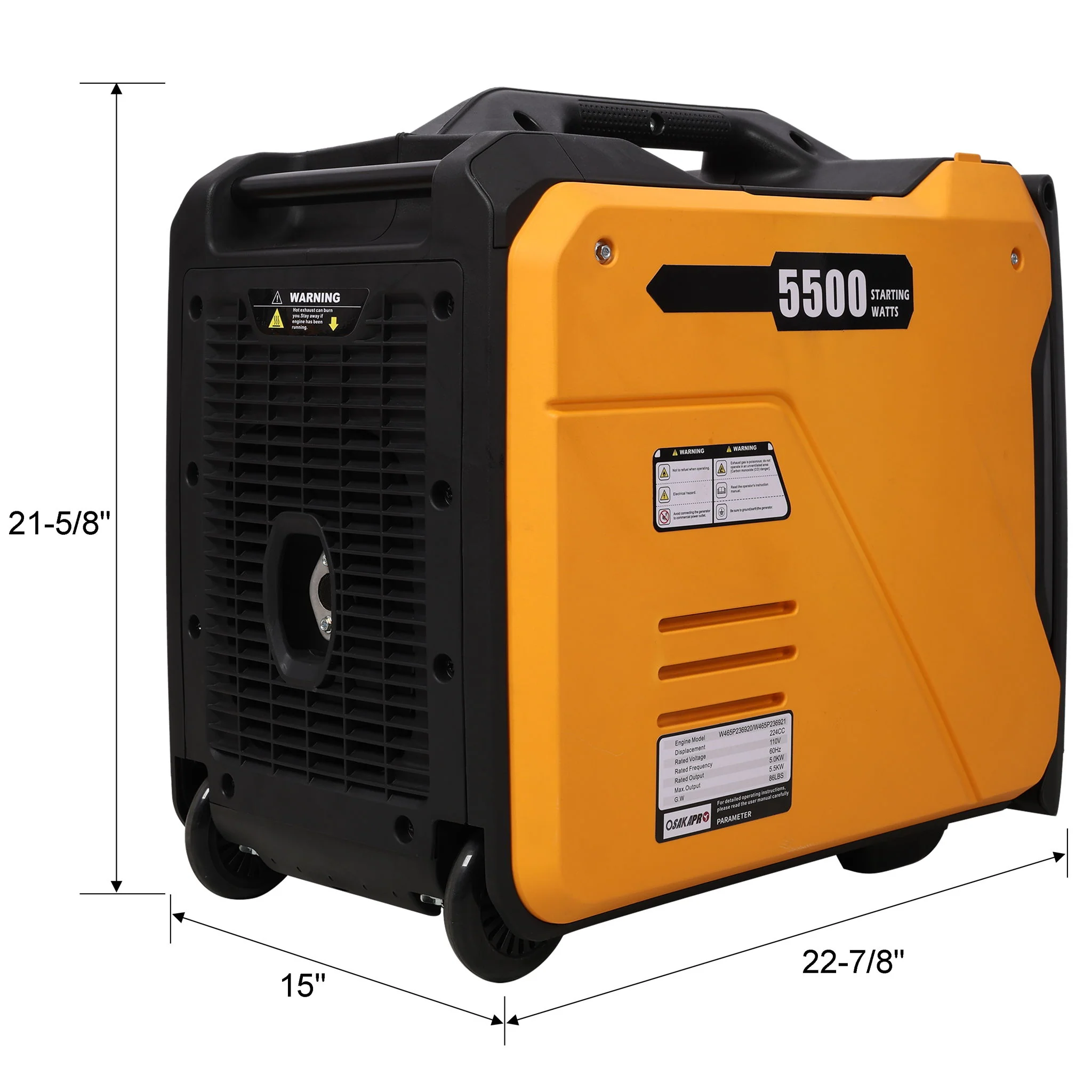 Super Quiet Inverter Generator 5.5Kw Portable Electric & Remote Start Aluminum, 224Cc 4 Stroke - Image 4