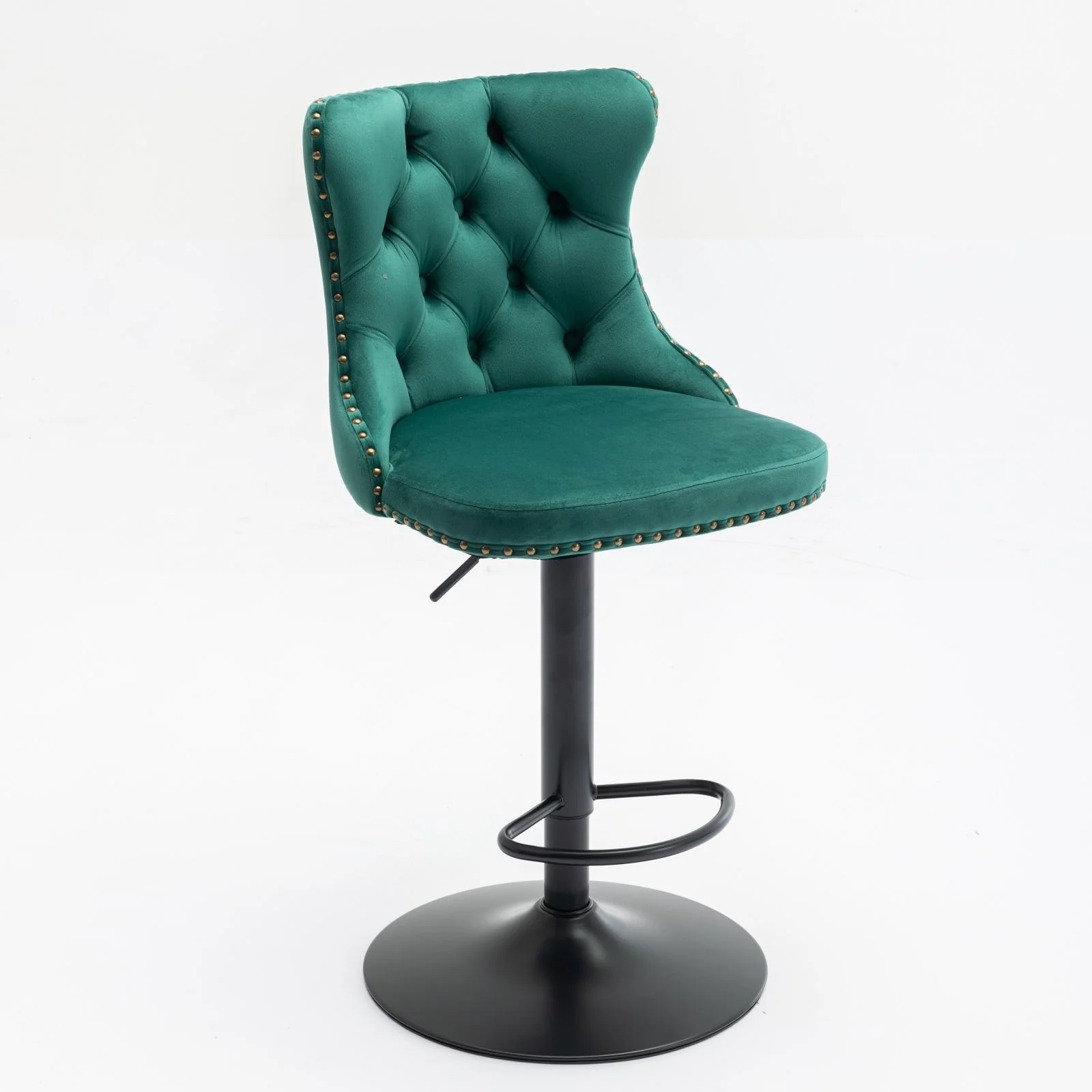 Swivel Barstools Adjusatble Seat Height, Modern Upholstered Bar Stools With Backs Comfortable Tufted For Home Pub And Kitchen Island (Set of 2) - Image 7