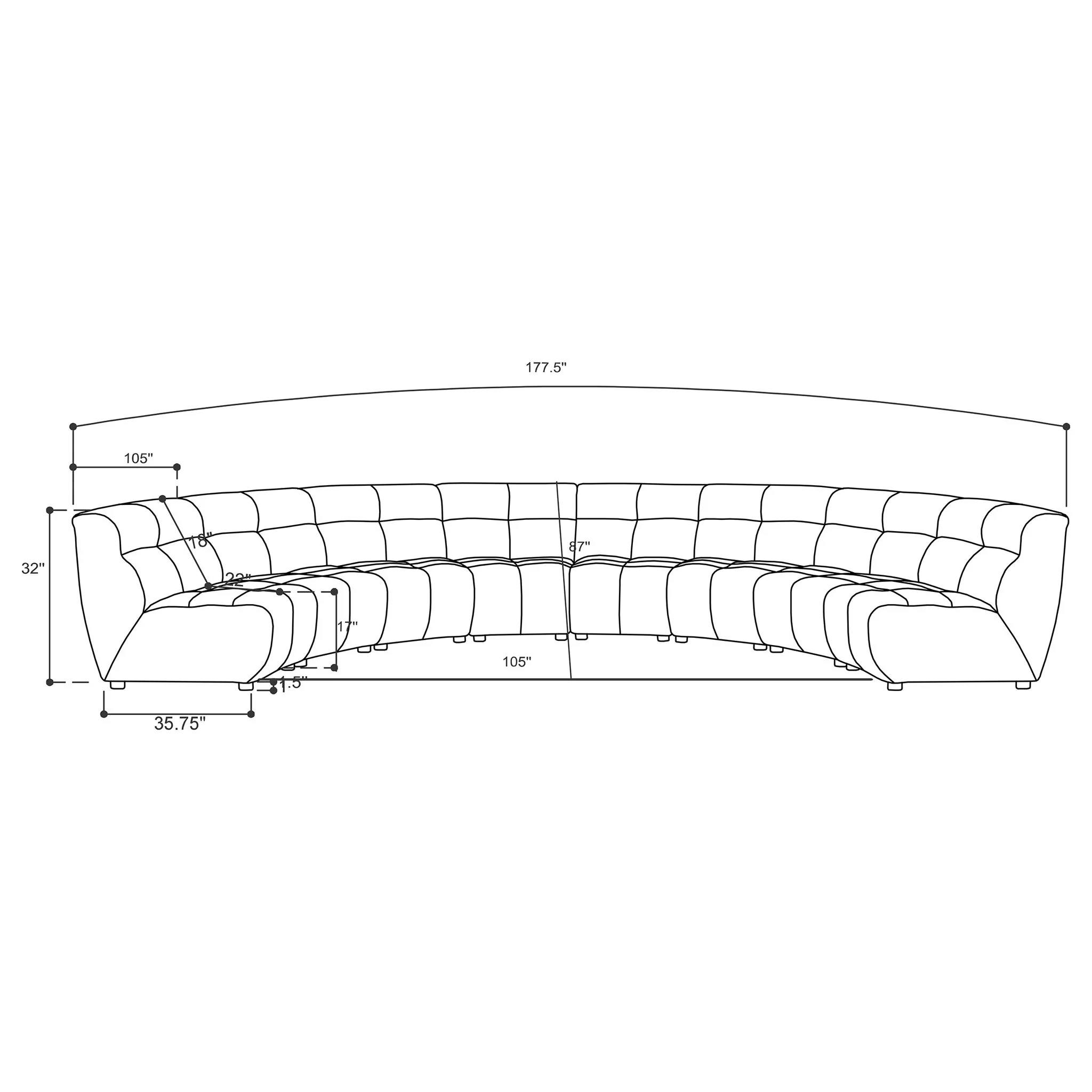 Sycamore - 8 Piece Upholstered Sectional Sofa With Curved Design - Ivory - Image 2