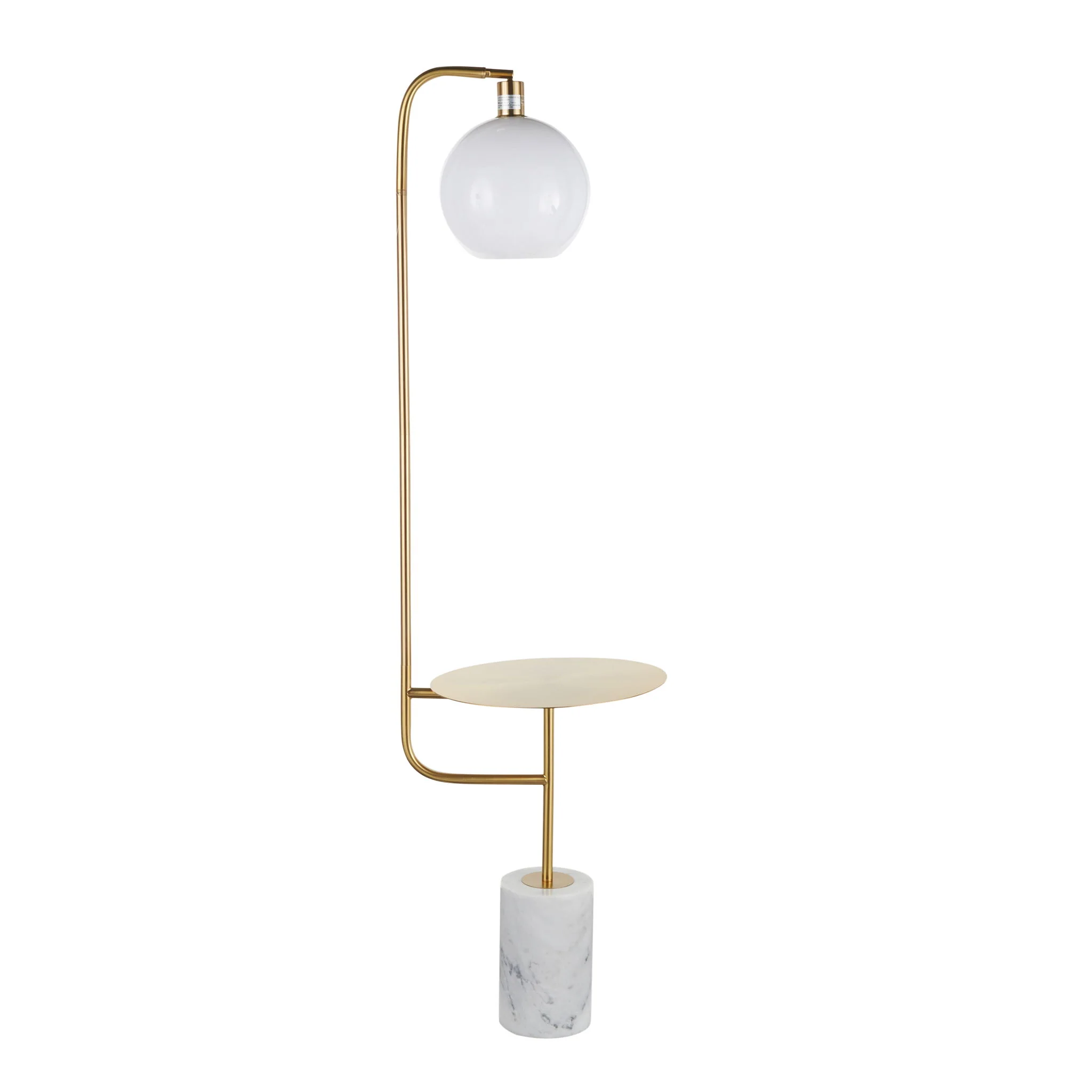 Symbol - Contemporary / Glam Floor Lamp Side Table - White Marble - Image 2