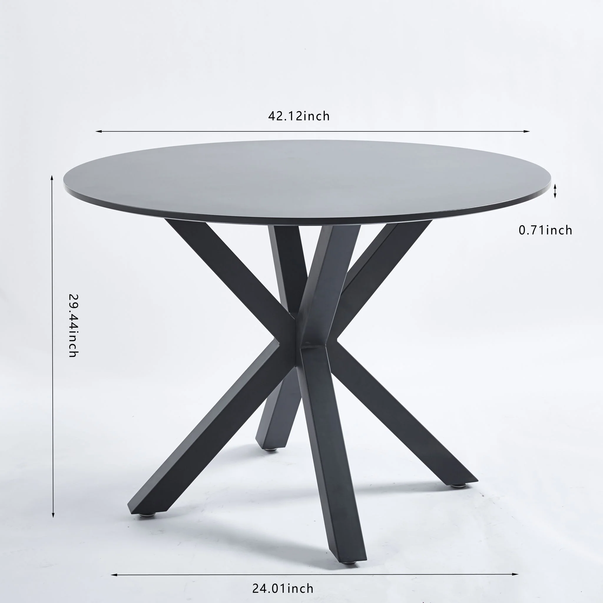 Table Mid-Century Dining Table For 4 - 6 People With Round Table Top, Pedestal Dining Table, End Table Leisure Coffee Table, Cross Leg - Image 5