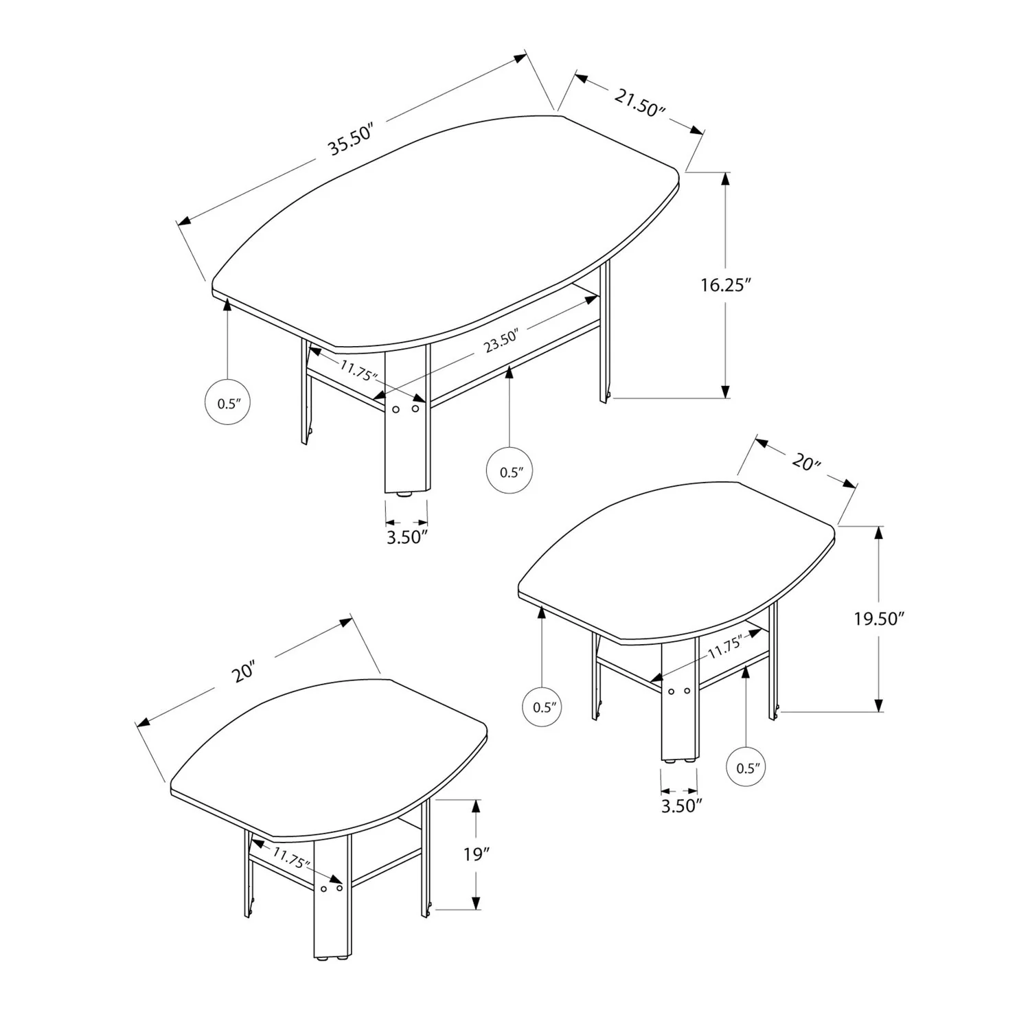 Table Set, Coffee, End, Side, Accent For Living Room (Set of 3) - Image 11