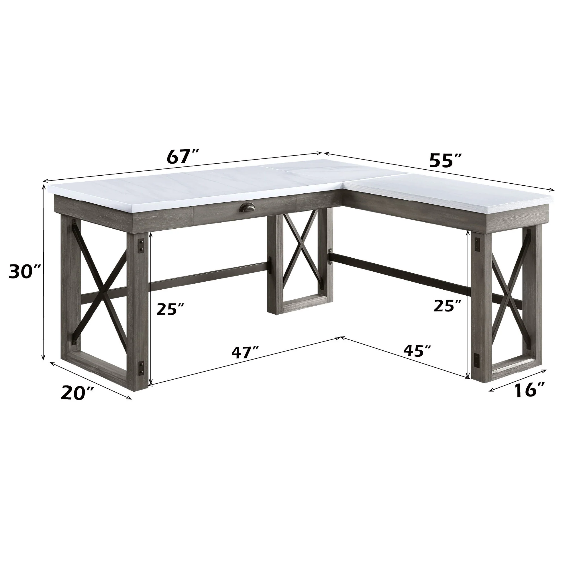 Talmar - Marble Top Weathered Writing Desk With Lift Top - Image 3