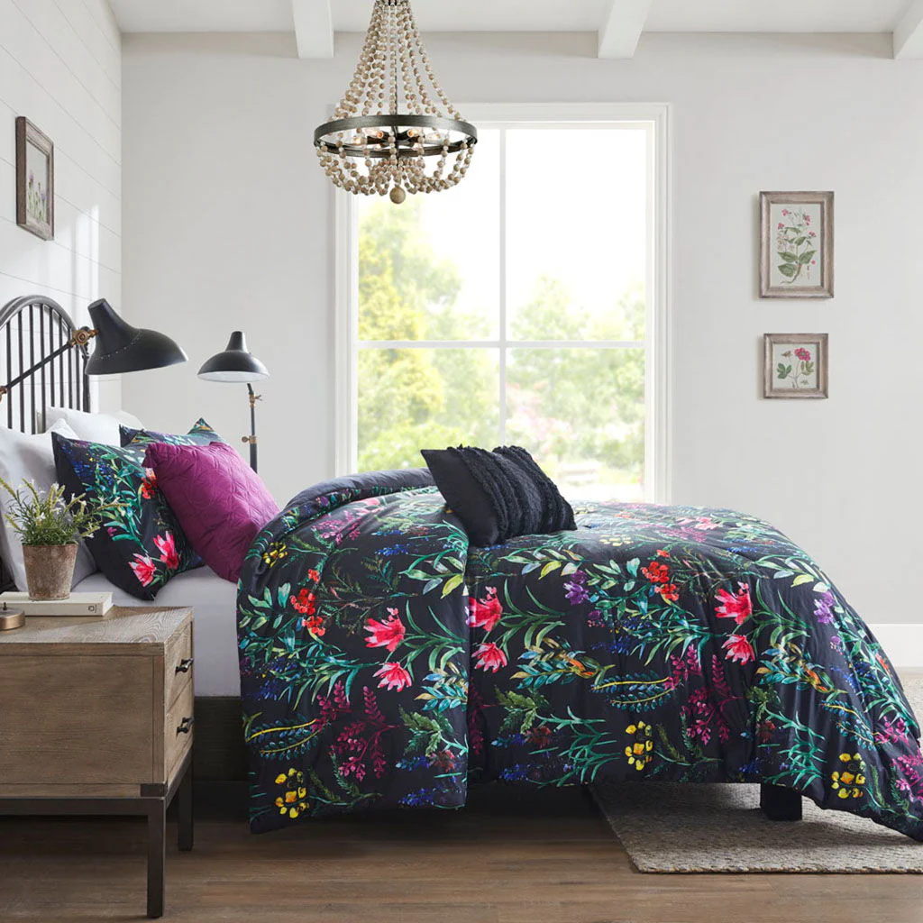 Tasha - King 5 Piece Comforter Set - Black - Image 2