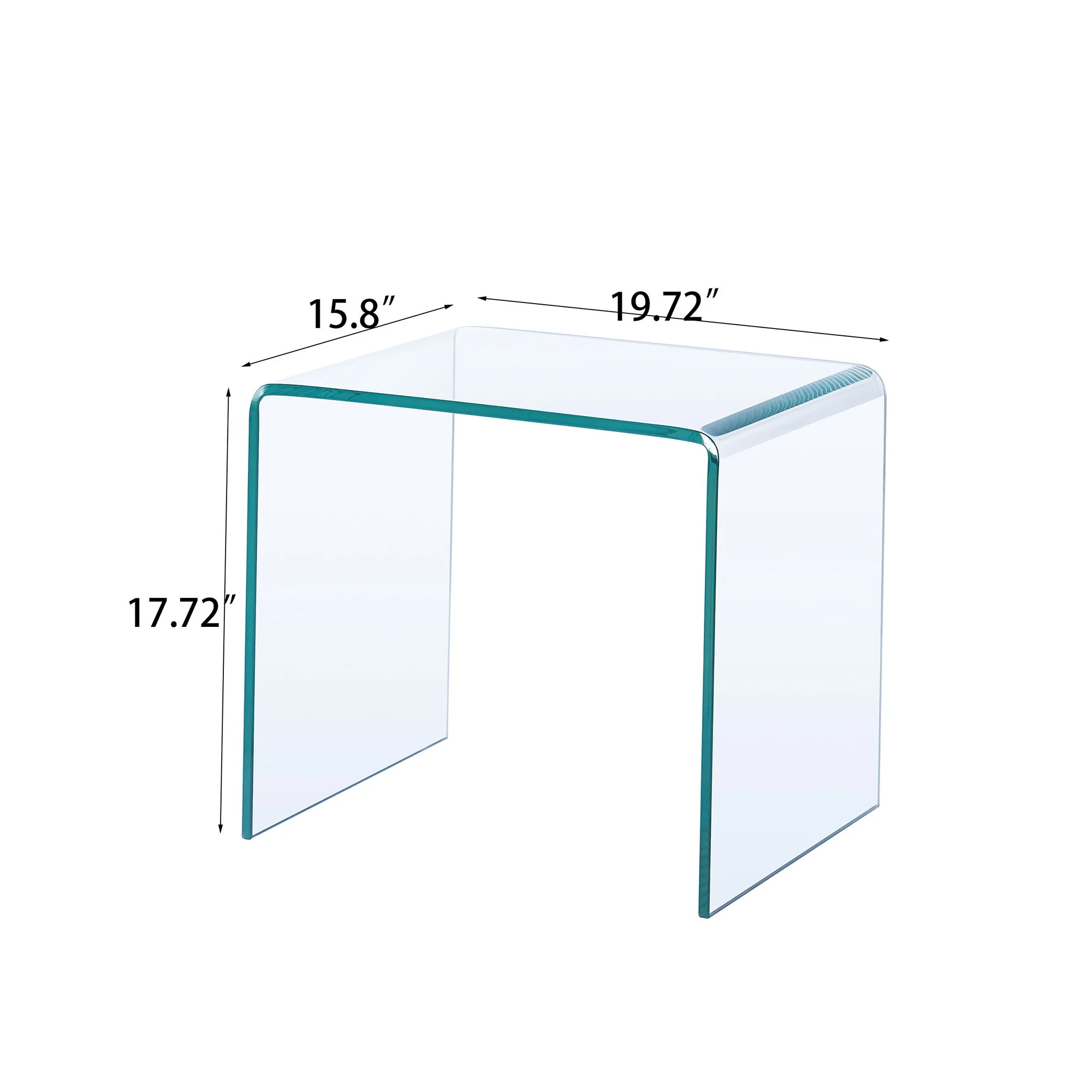 Tempered Bent Glass Sidetable, Transparent End Table, Sofa Table, Premium Glass, Multi Purpose Design - Transparent - Image 4