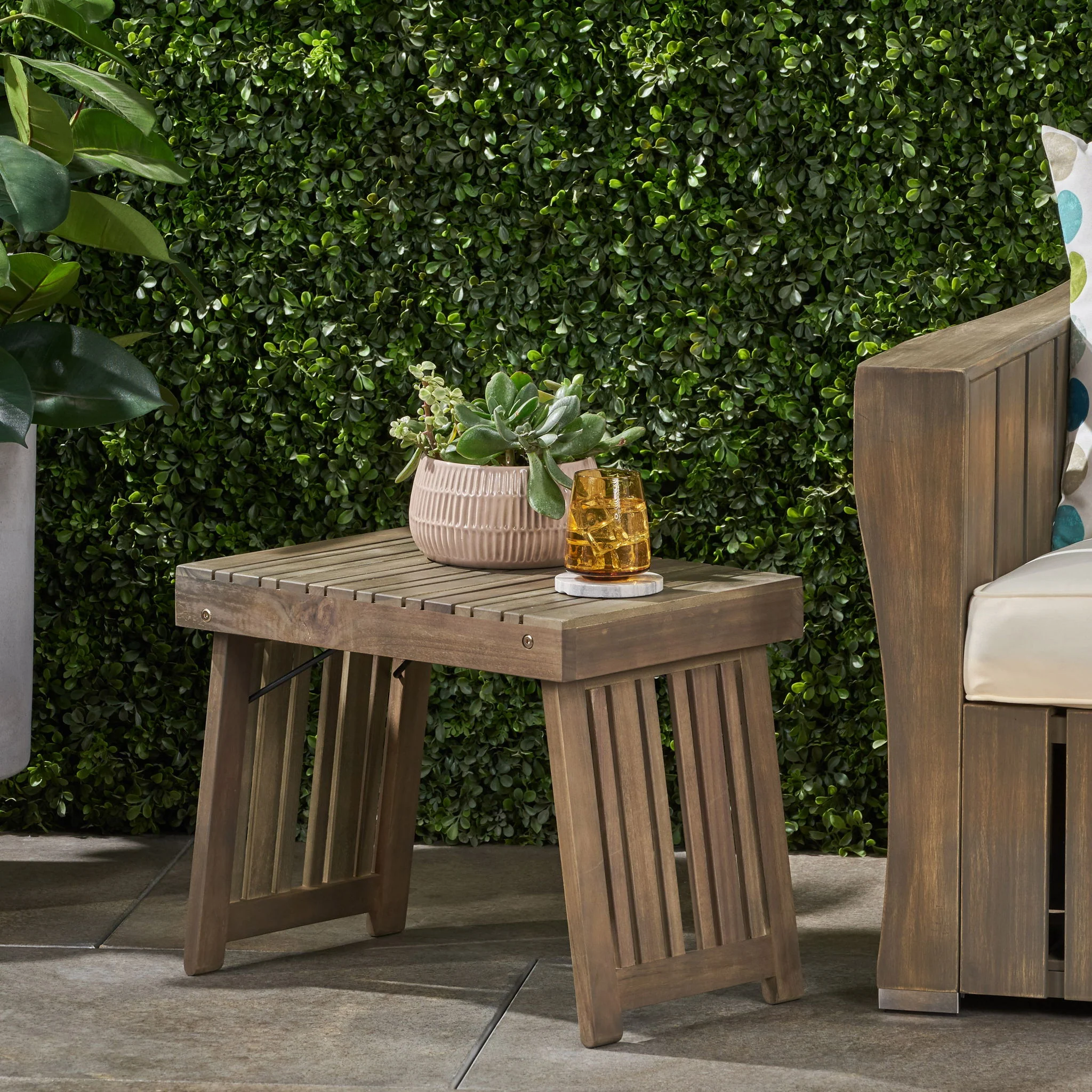 Temptation - Outdoor Foldable Side Table With Slat Design - Image 3