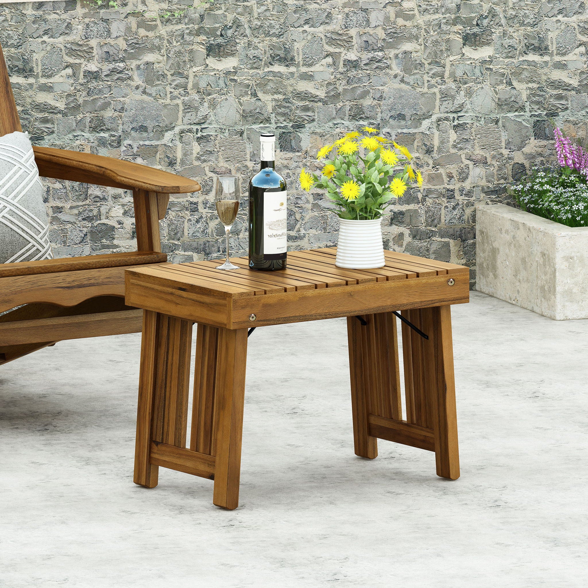Temptation - Outdoor Foldable Side Table With Slat Design - Image 5