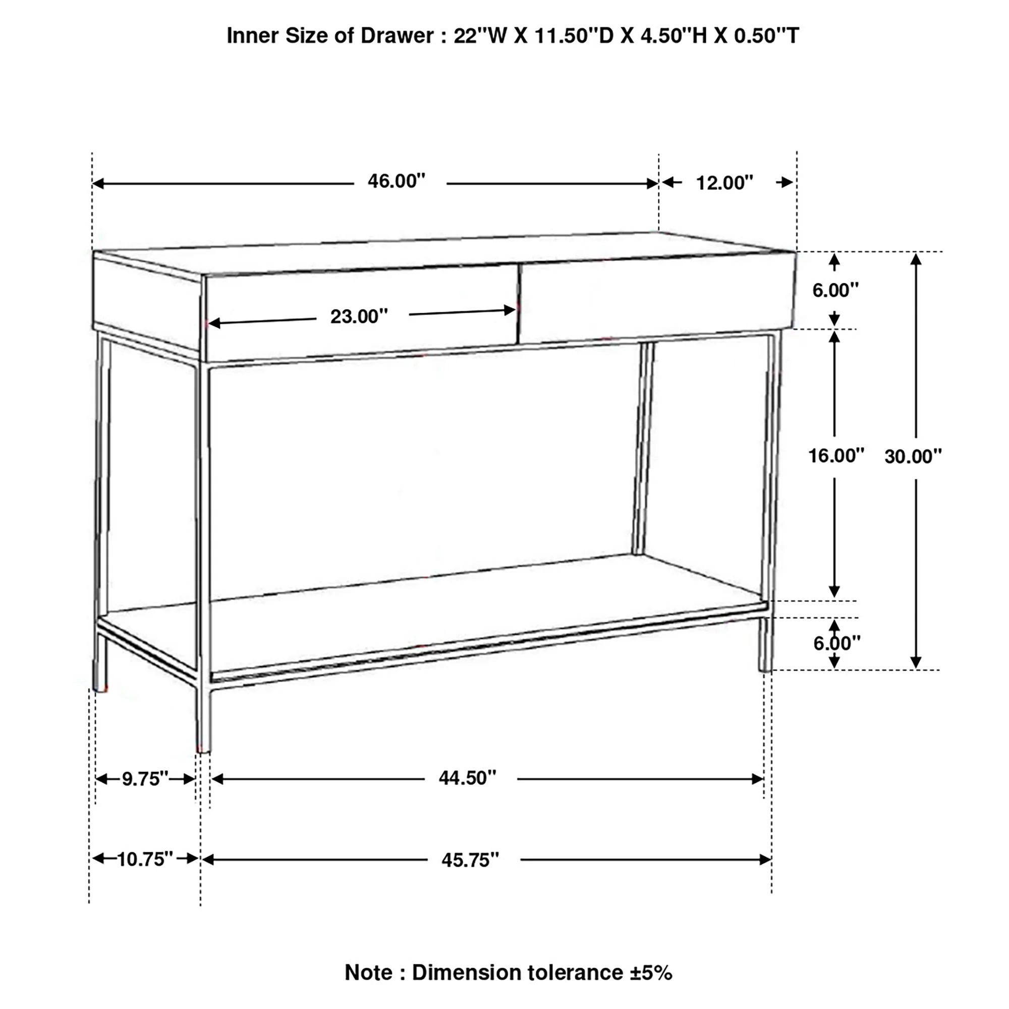 Terrace - 2 Drawer Entryway Console Table - White Washed - Image 4