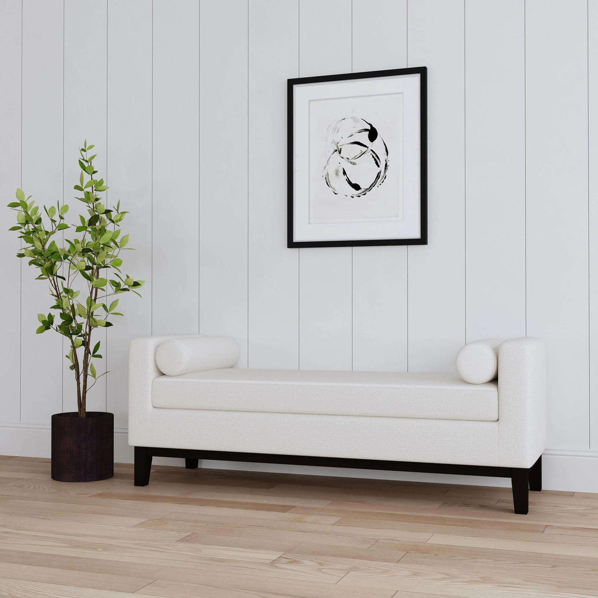 Thomas - Raised Arm Accent Bench - Ivory - Image 4