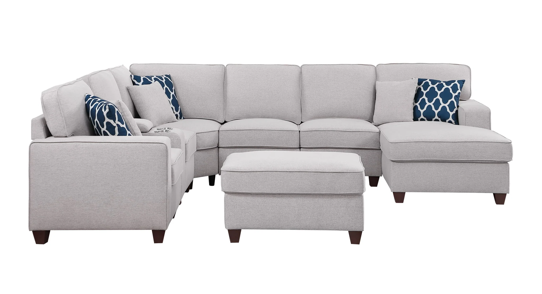 Tina - 8 Piece Upholstered Sectional With Ottoman - Image 3