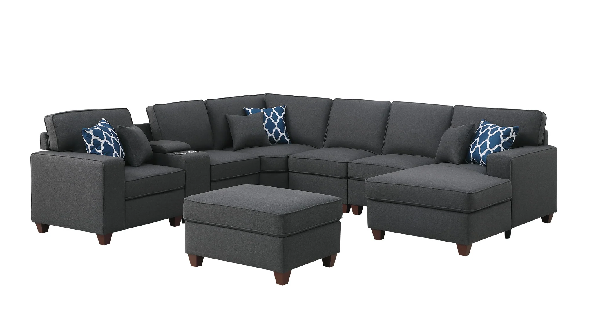 Tina - 8 Piece Upholstered Sectional With Ottoman - Image 5