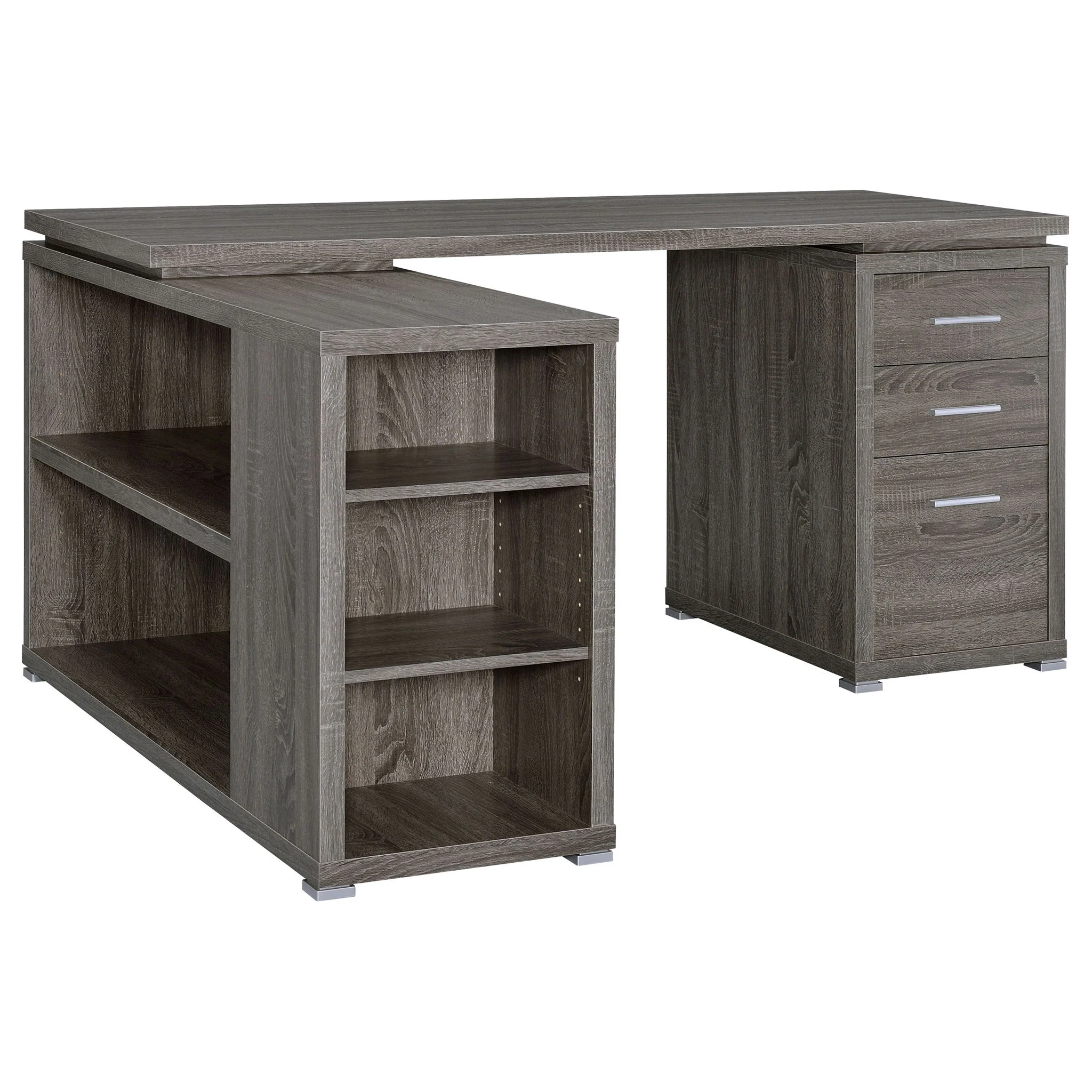 Tona - L-Shape Computer Desk With 3 Drawers And 5 Shelves - Image 13