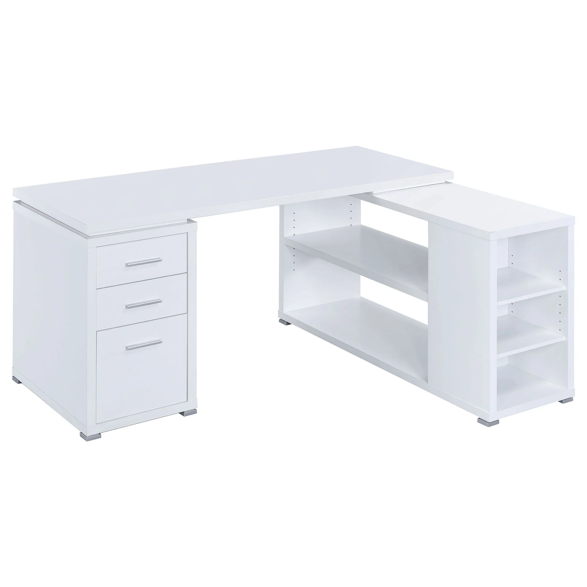 Tona - L-Shape Computer Desk With 3 Drawers And 5 Shelves - Image 3