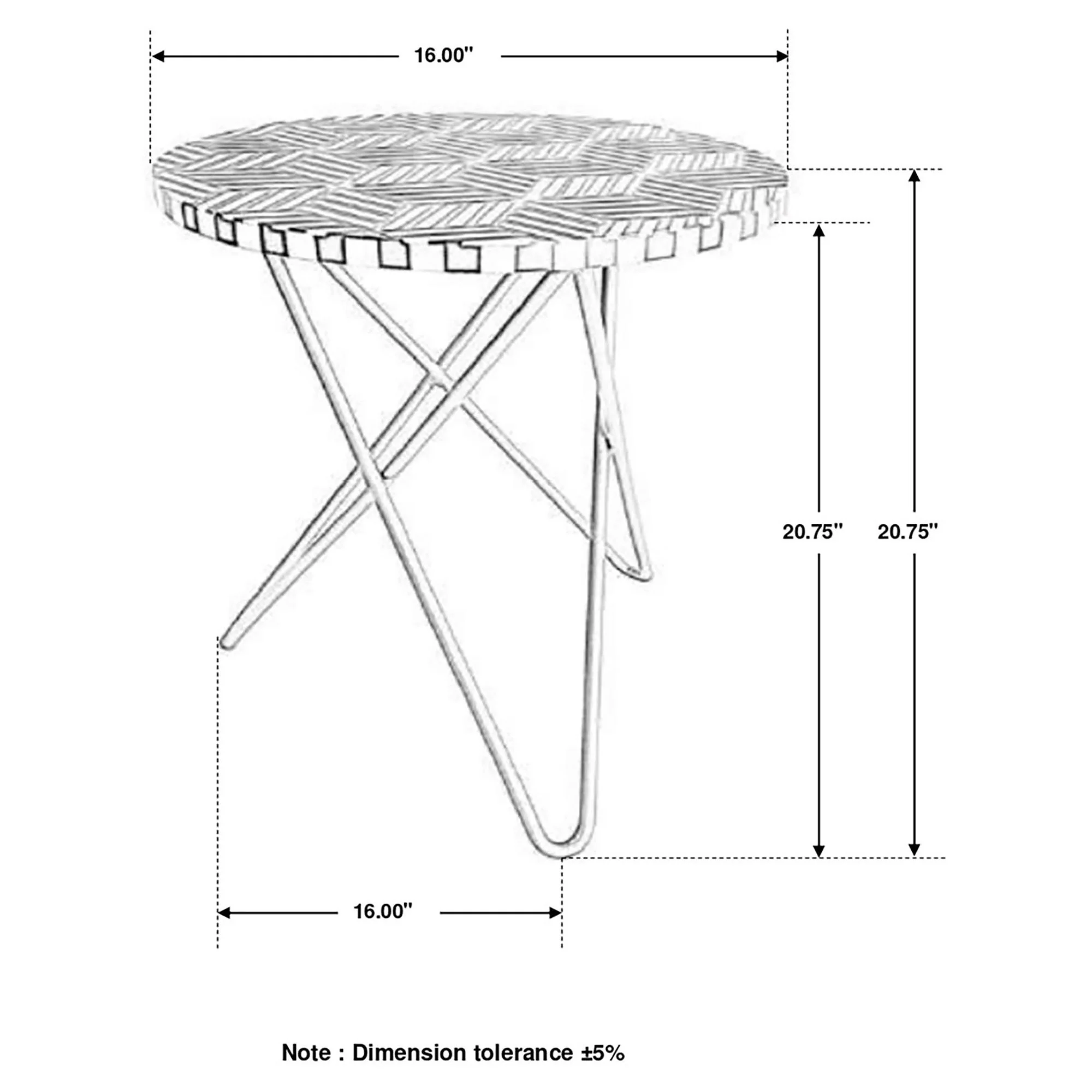 Top Accent Table With Mosaic Design, Circular Tabletop - Gold - Image 3