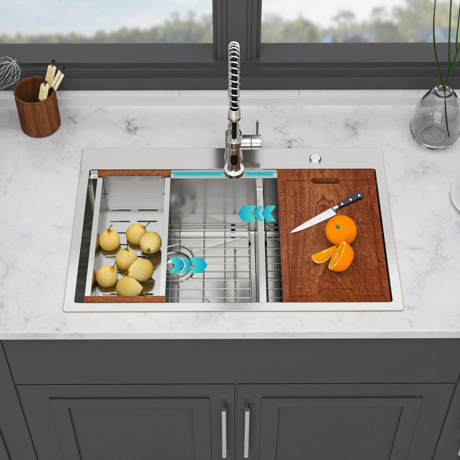 Topmount, Drop In Double Bowl Kitchen Sink - Image 3