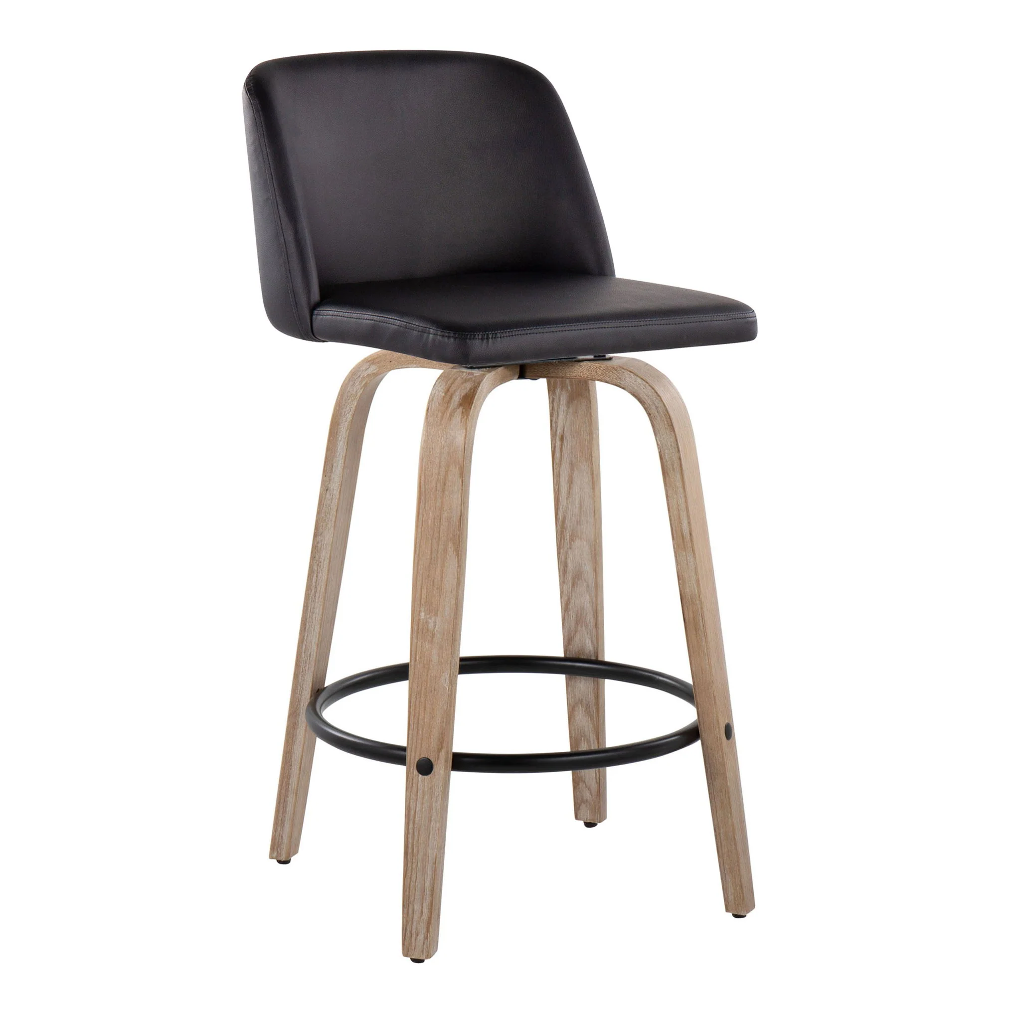 Toriano - Contemporary Fixed-Height Counter Stool & Swivel With Round Footrest (Set of 2) - Image 20