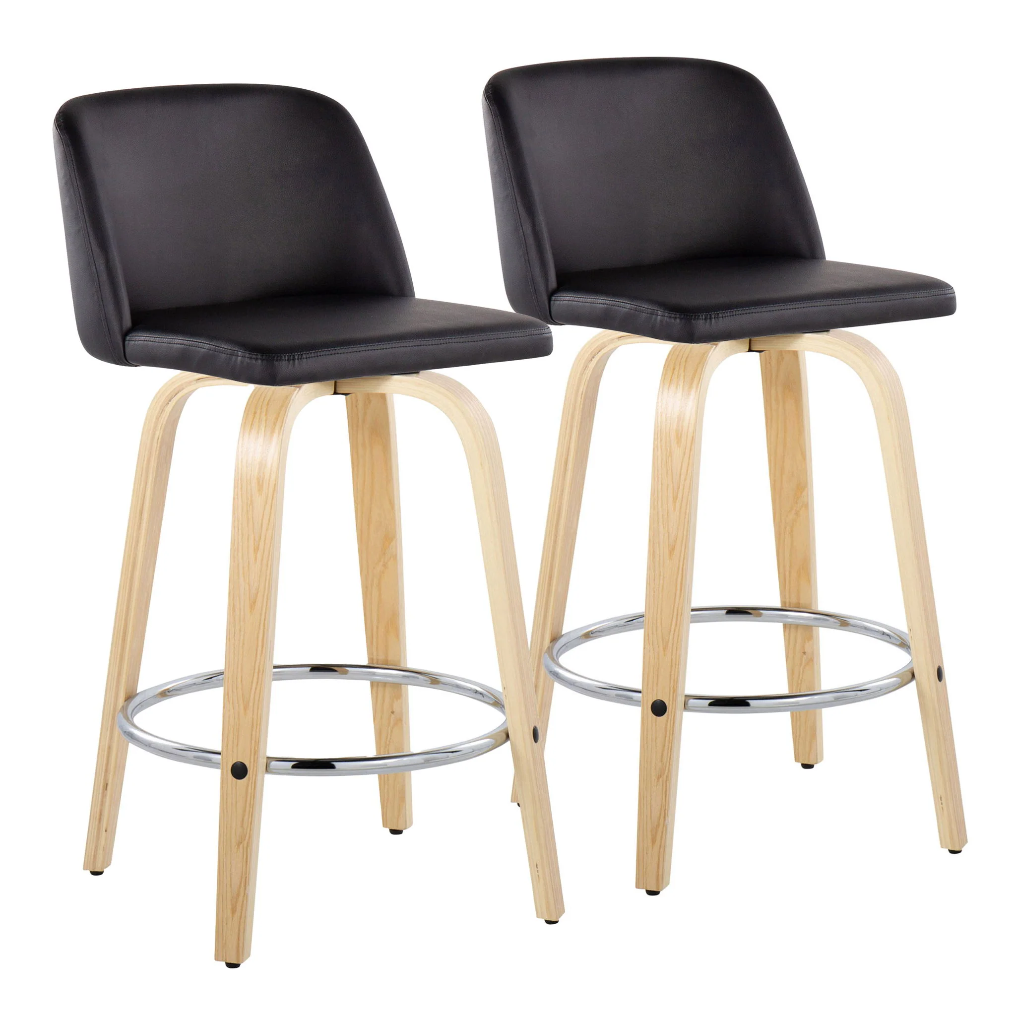 Toriano - Contemporary Fixed-Height Counter Stool With Swivel And Round Footrest (Set of 2) - Image 3