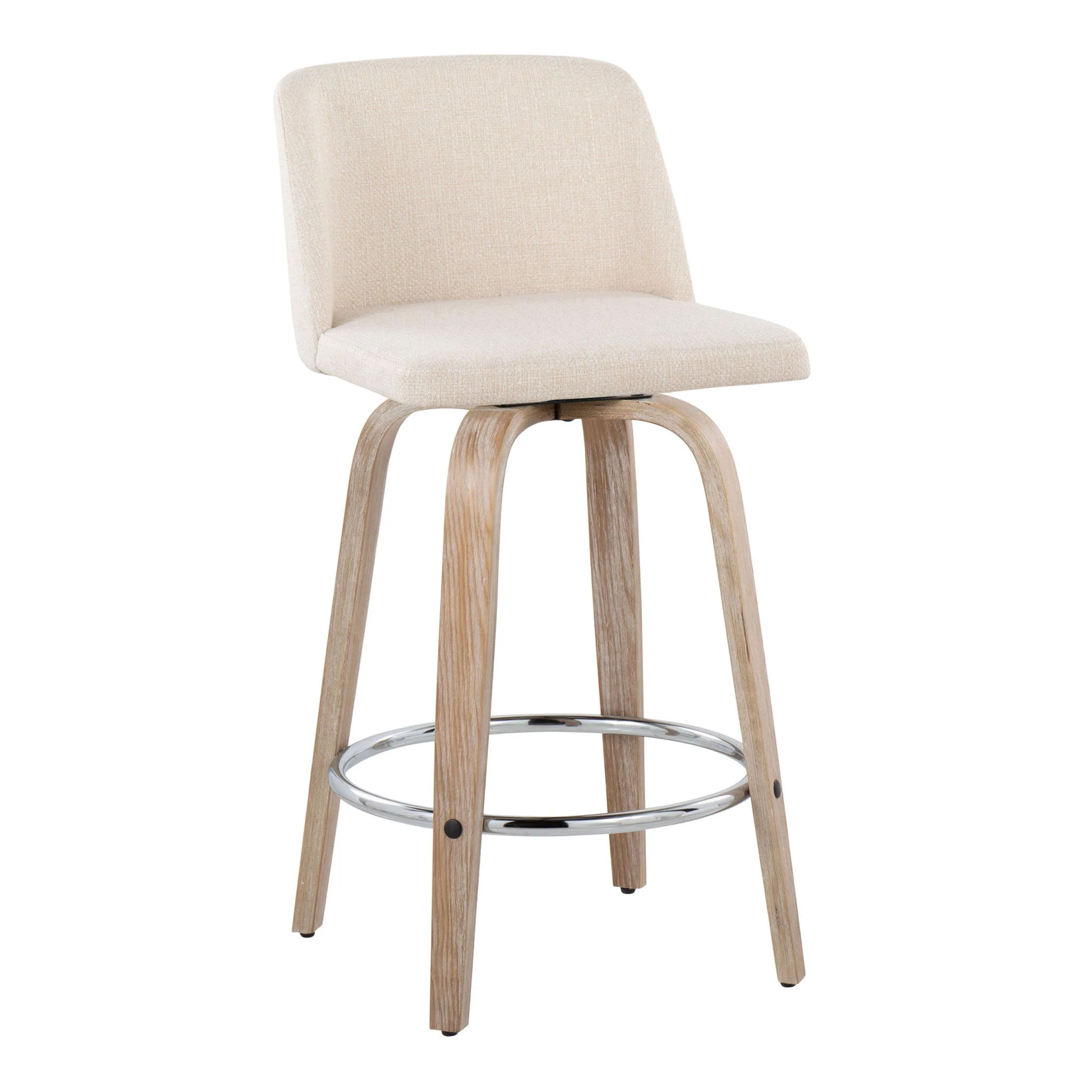 Toriano - Contemporary Fixed Height Counter Stool With Swivel & Round Footrest Modern Design (Set of 2) - Image 7