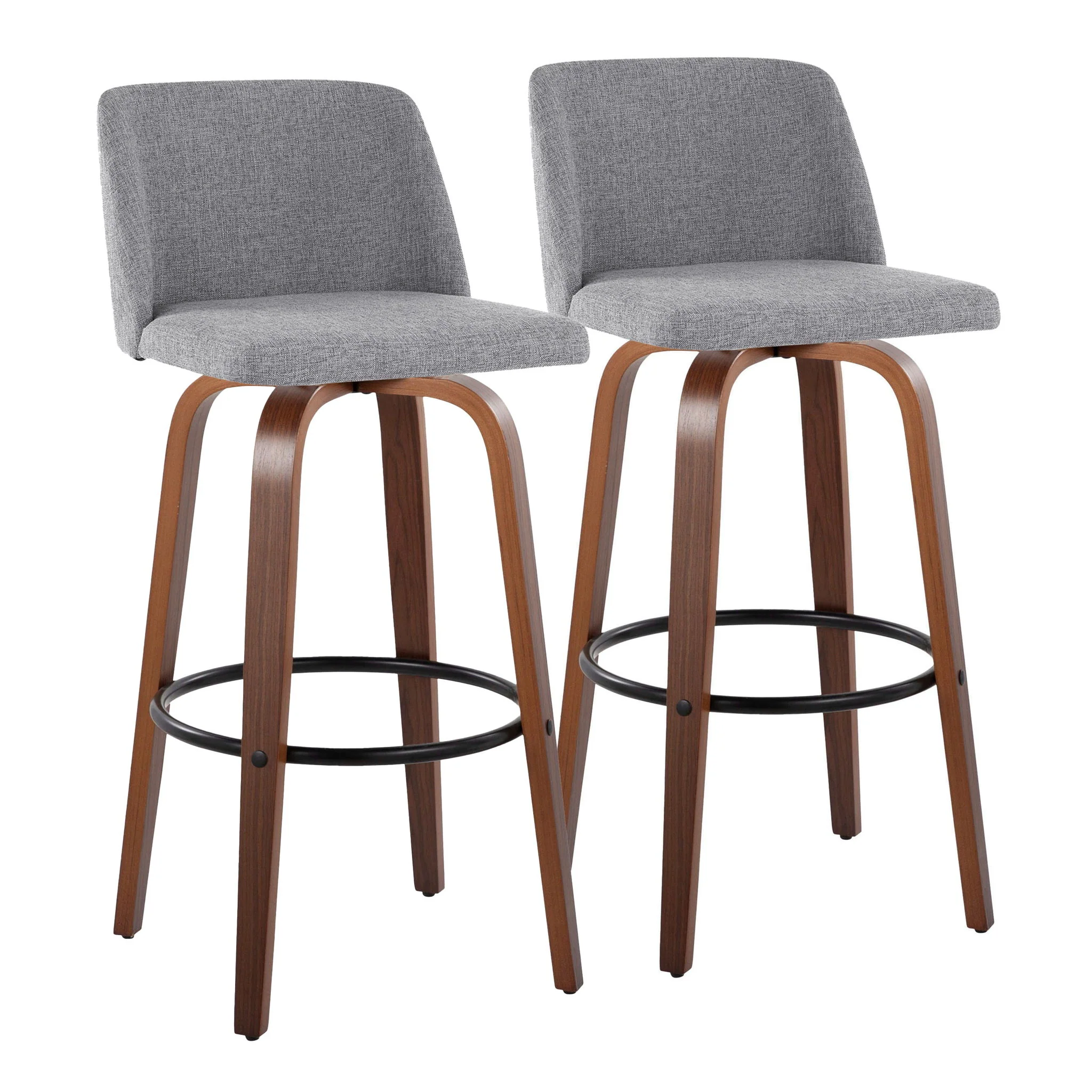 Toriano - Mid Century Modern Fixed Height Barstool Swivel And Round Footrest (Set of 2) - Image 5