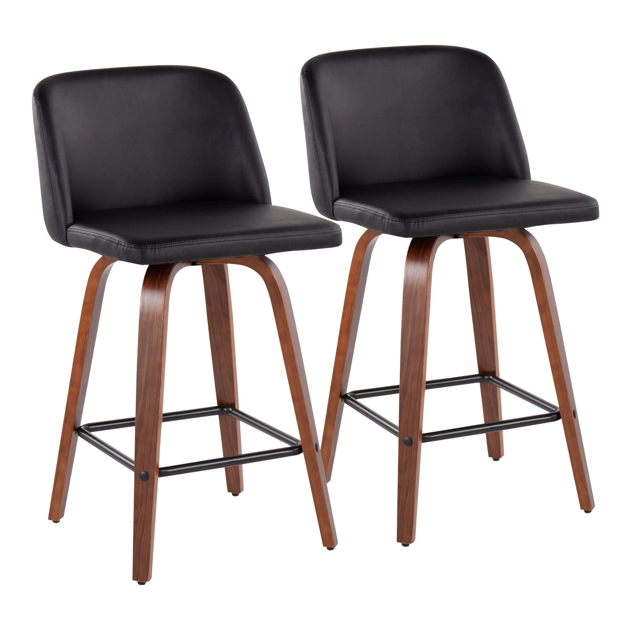 Toriano - Mid Century Modern Fixed Height Counter Stool & Square Footrest (Set of 2) - Image 4