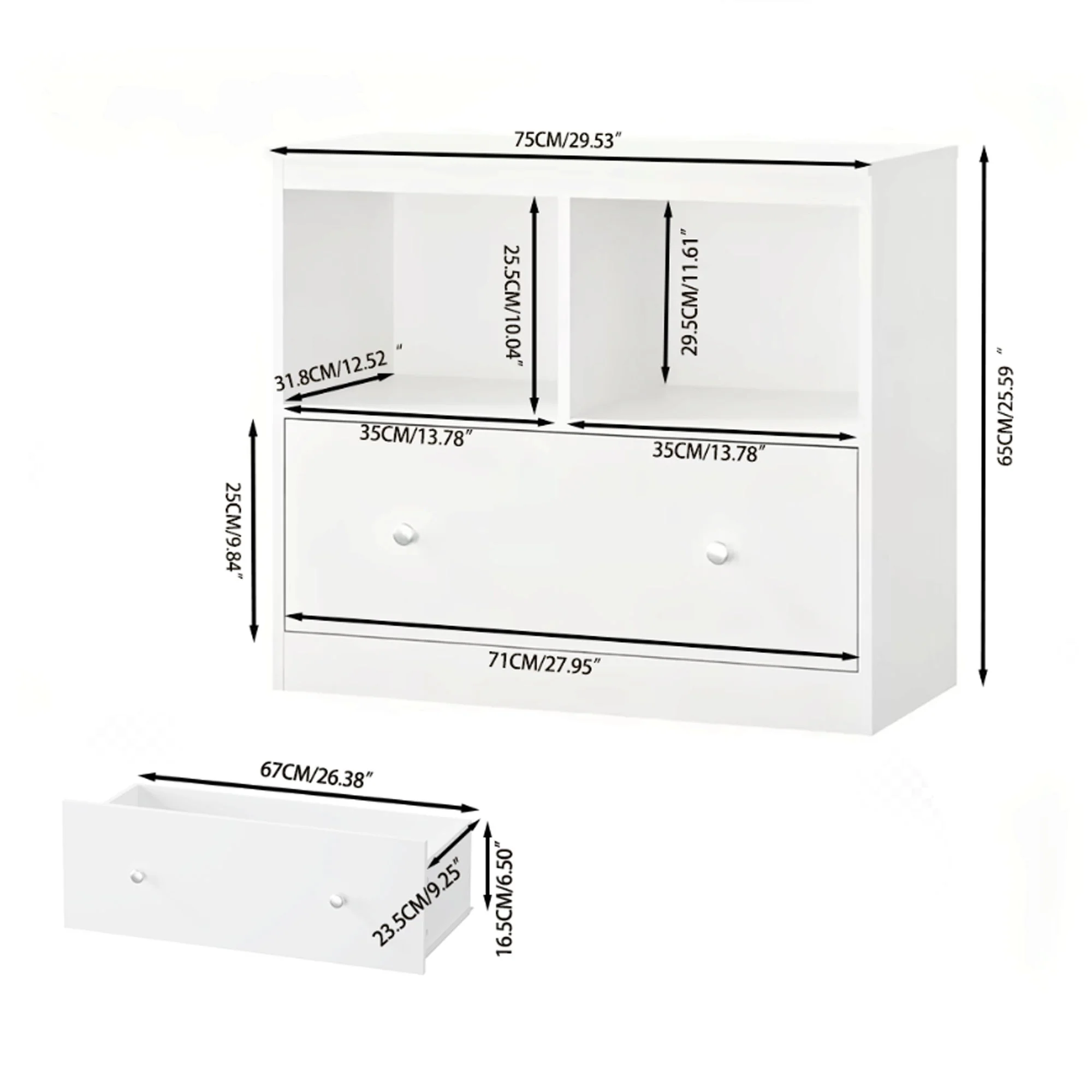Toy Storage Organizer With Large Drawer And Low Bookshelf For Nursery & Playroom - White - Image 4