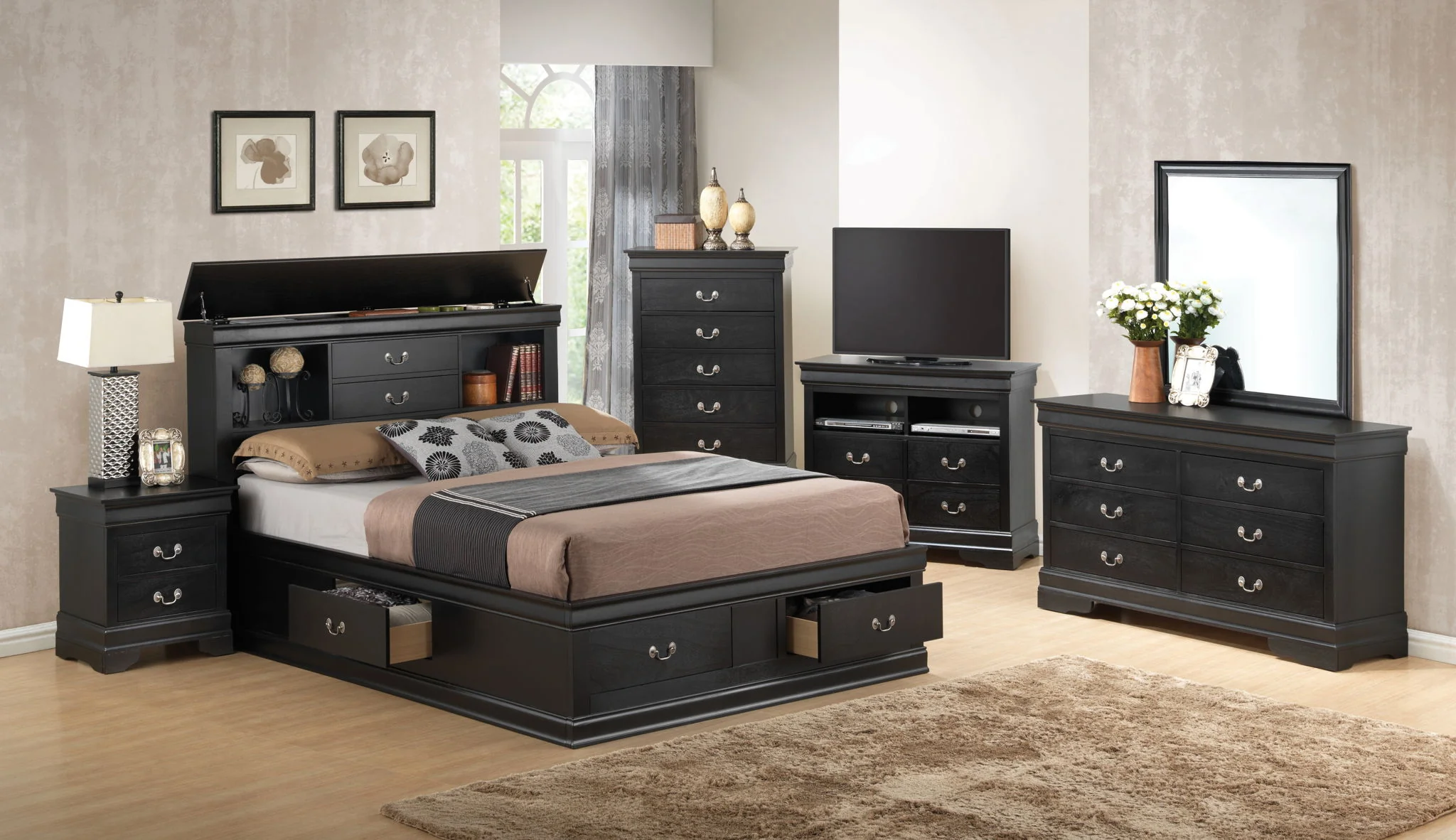 Traditional Style Bookcase Storage Bed - Image 21