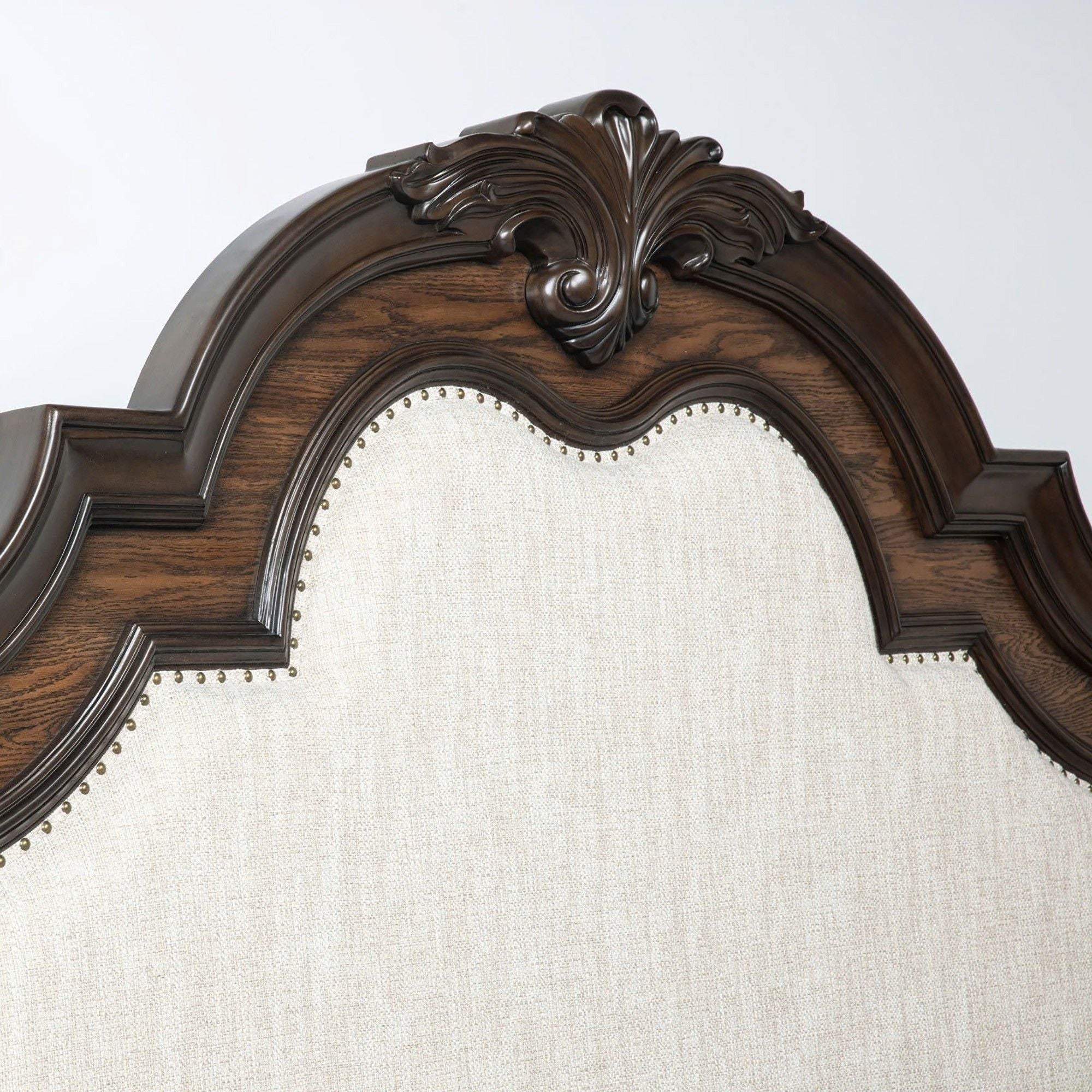 Traditional Style Upholstered Headboard Panel Bed - Image 2